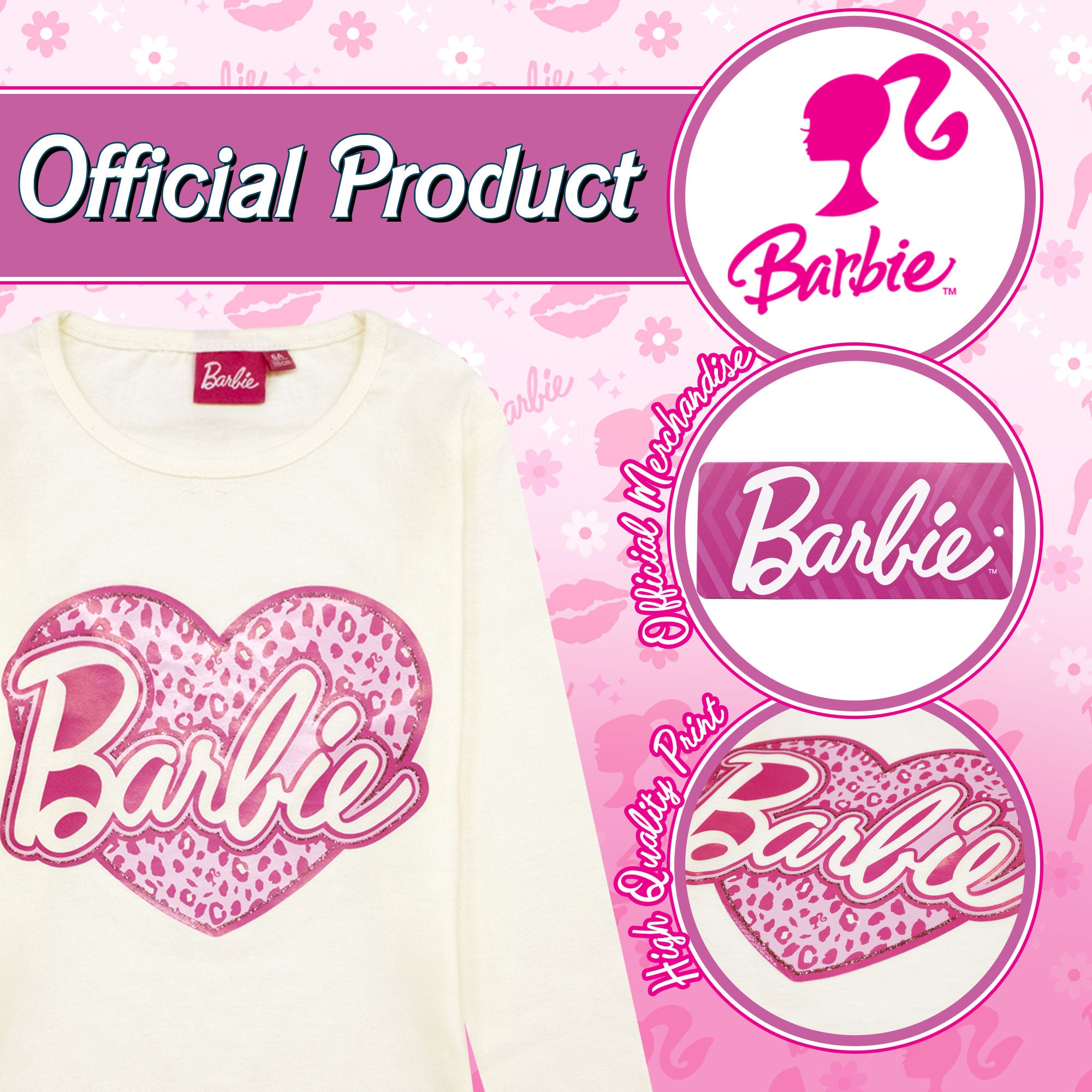 Maglietta Barbie per bambina maglia maniche lunghe in cotone 6883