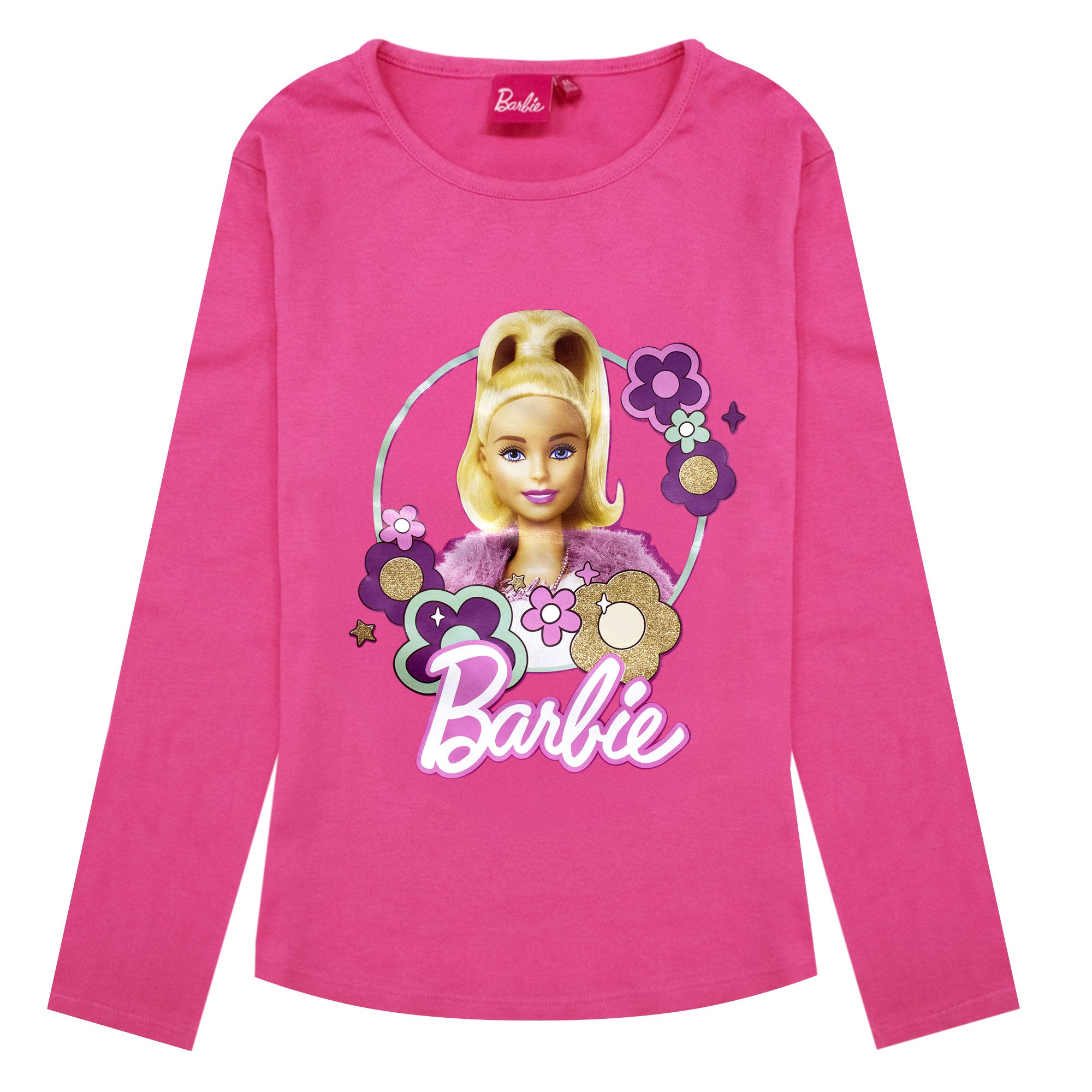 Maglietta Barbie per bambina maglia maniche lunghe in cotone