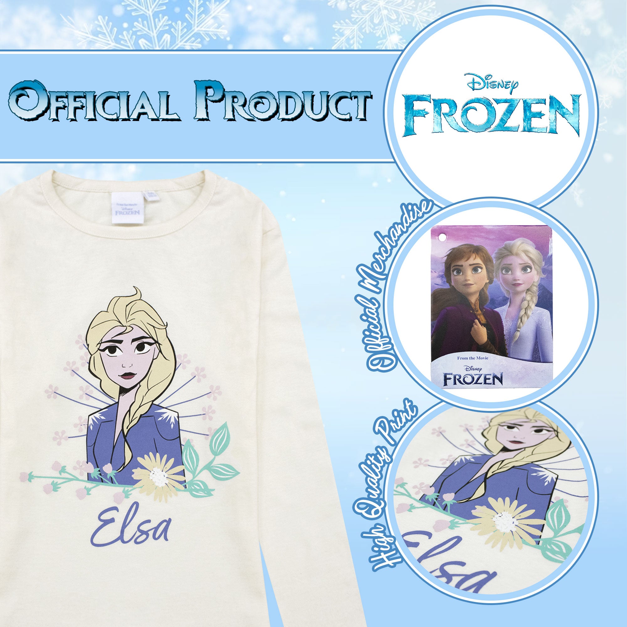 Maglietta Disney Frozen Elsa per bambina maglia maniche lunghe in cotone 6885