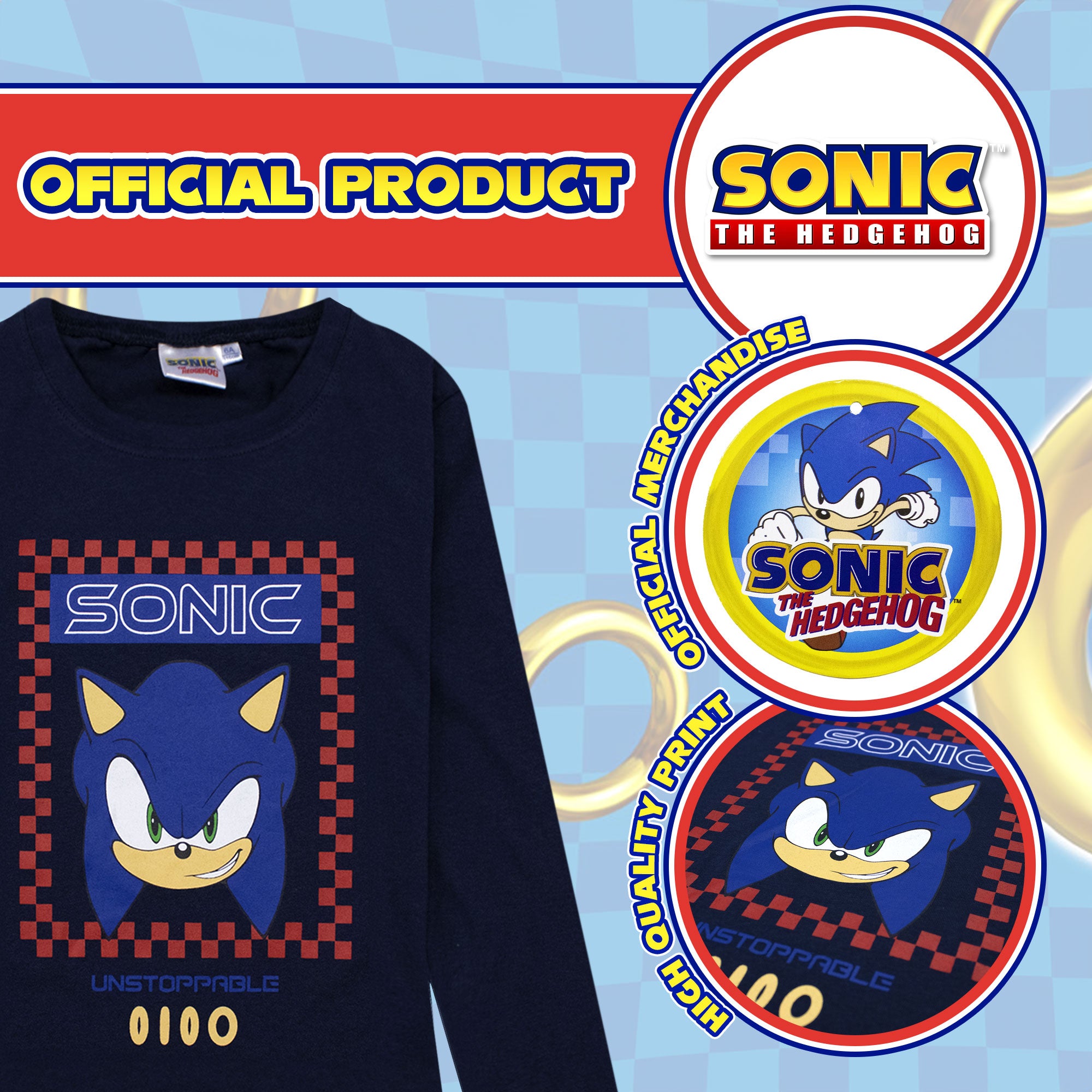 Maglietta Sega Sonic The Hedgehog bambino maglia maniche lunghe in cotone 6888