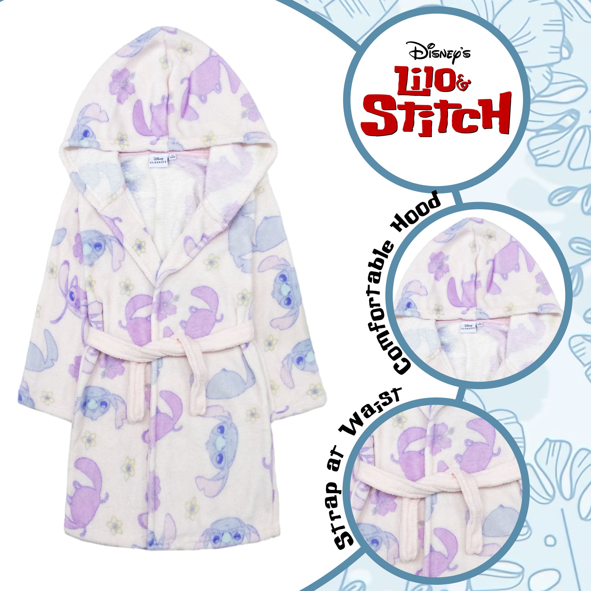 Vestaglia Disney Lilio e Stitch per bambina in pile con cappuccio 6892