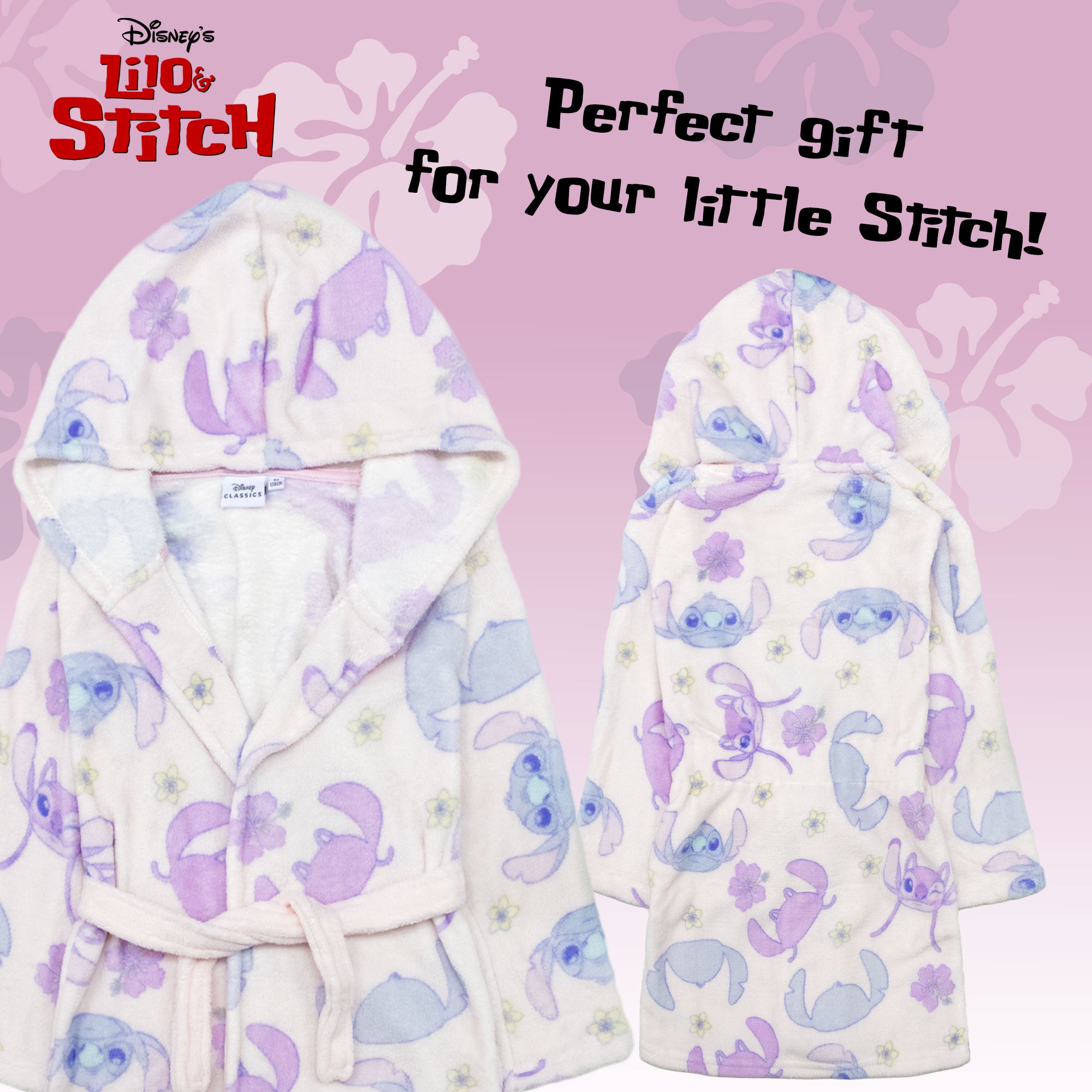 Vestaglia Disney Lilio e Stitch per bambina in pile con cappuccio 6892