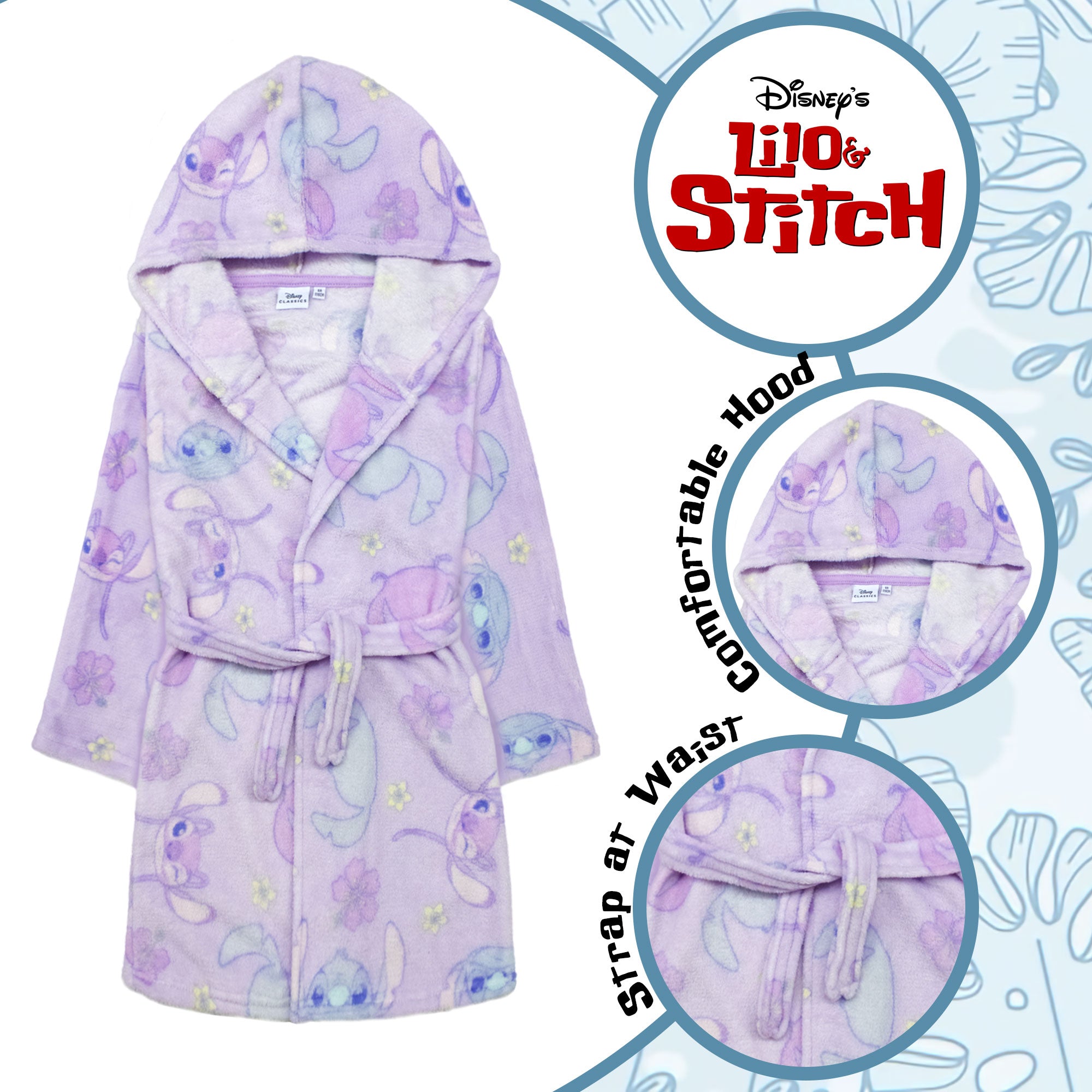 Vestaglia Disney Lilio e Stitch per bambina in pile con cappuccio 6892