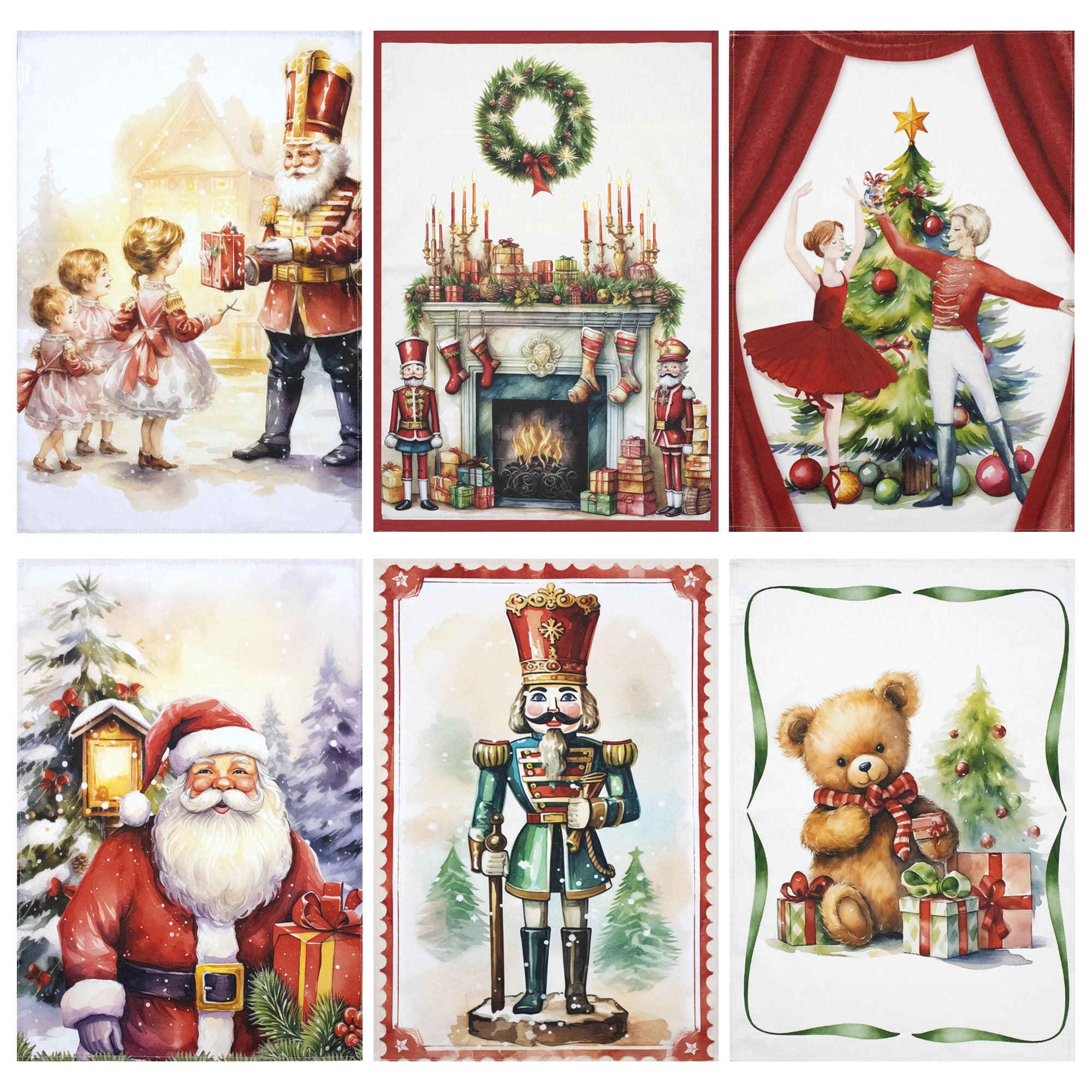 Set Strofinacci Natalizi Canovacci in cotone 6 Pezzi Decorazioni Natale 6893