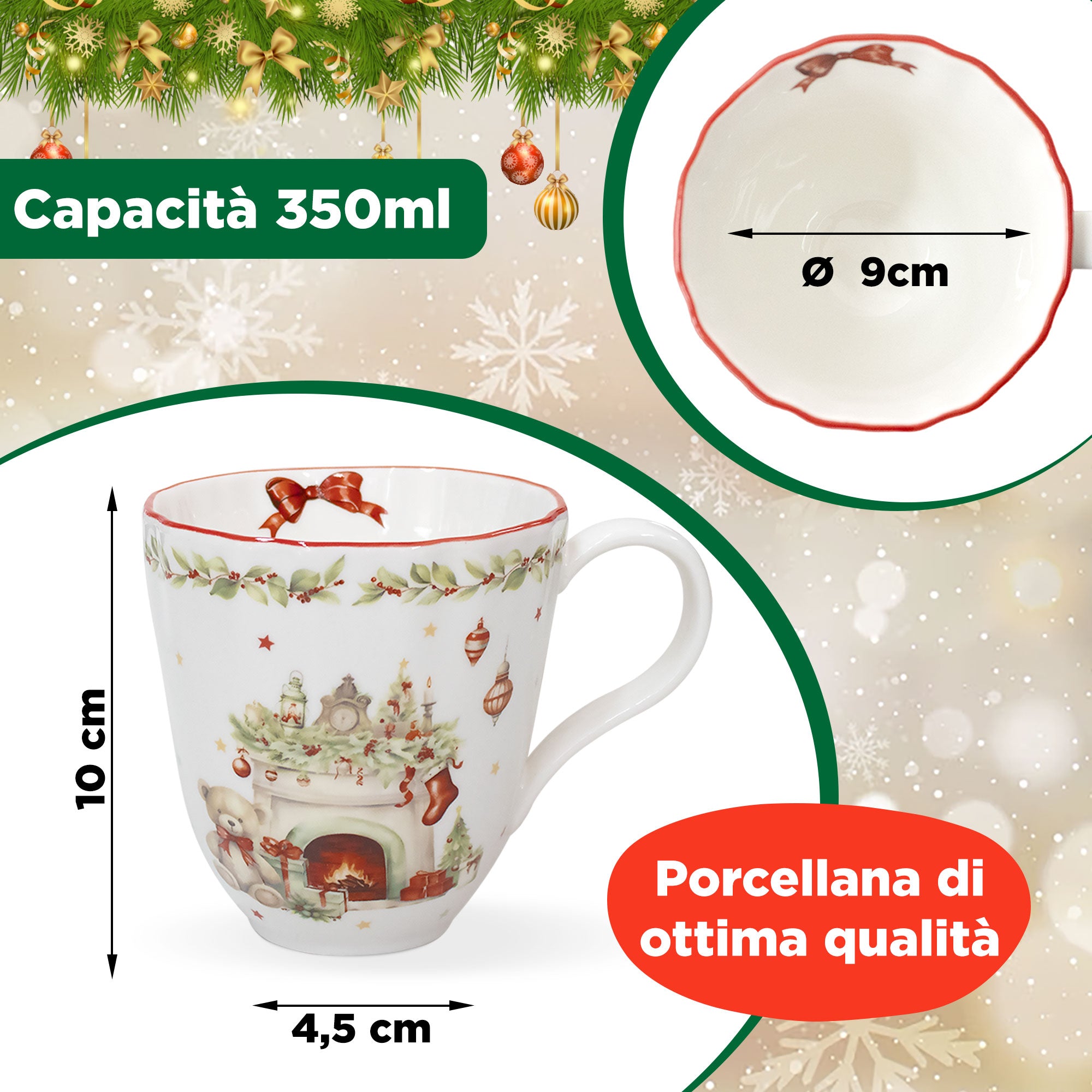 Tazza natalizia vintage Mug in porcellana Albero Natale Schiaccianoci 6938