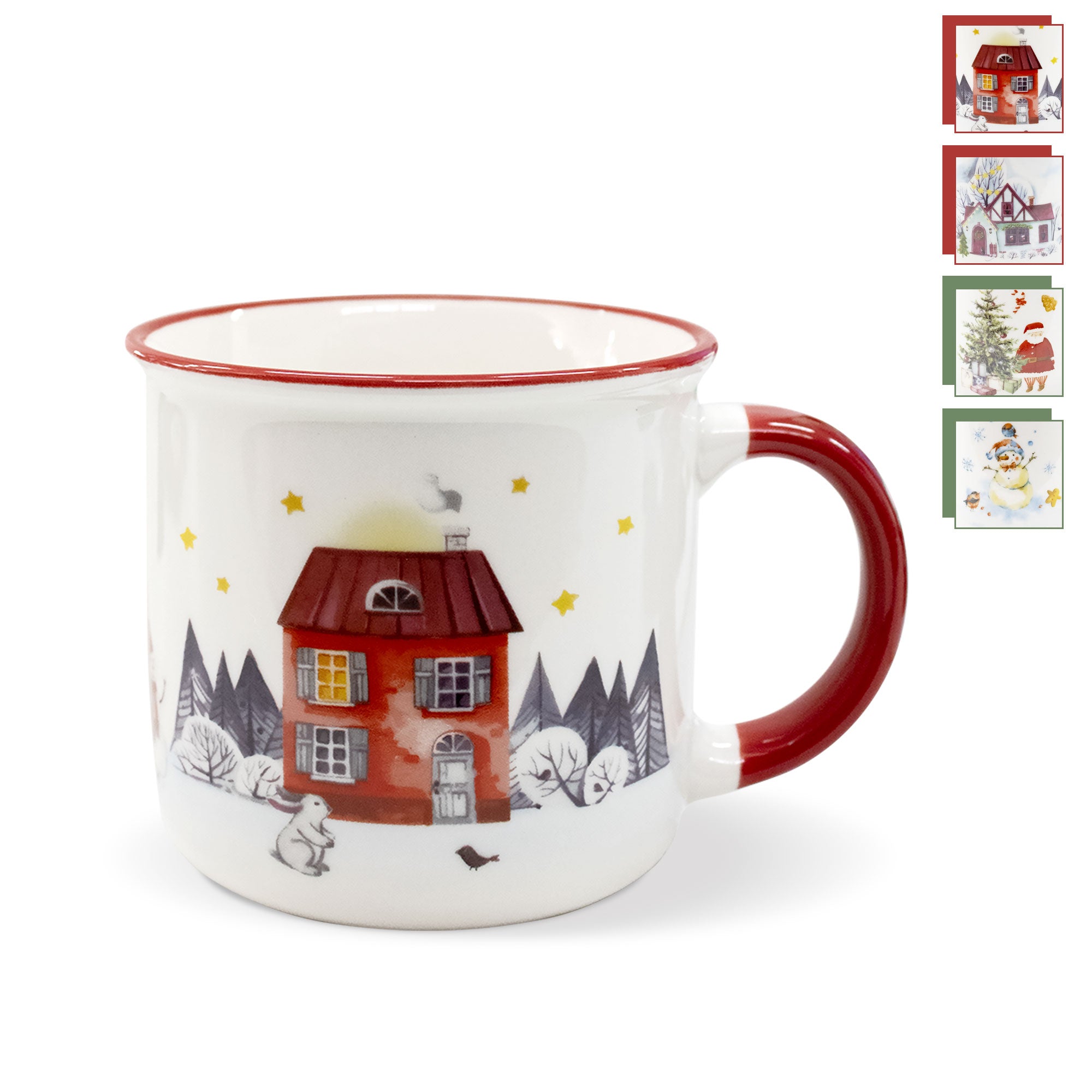 Tazza natalizia vintage Mug con manico Decoro di Natale in ceramica 6942