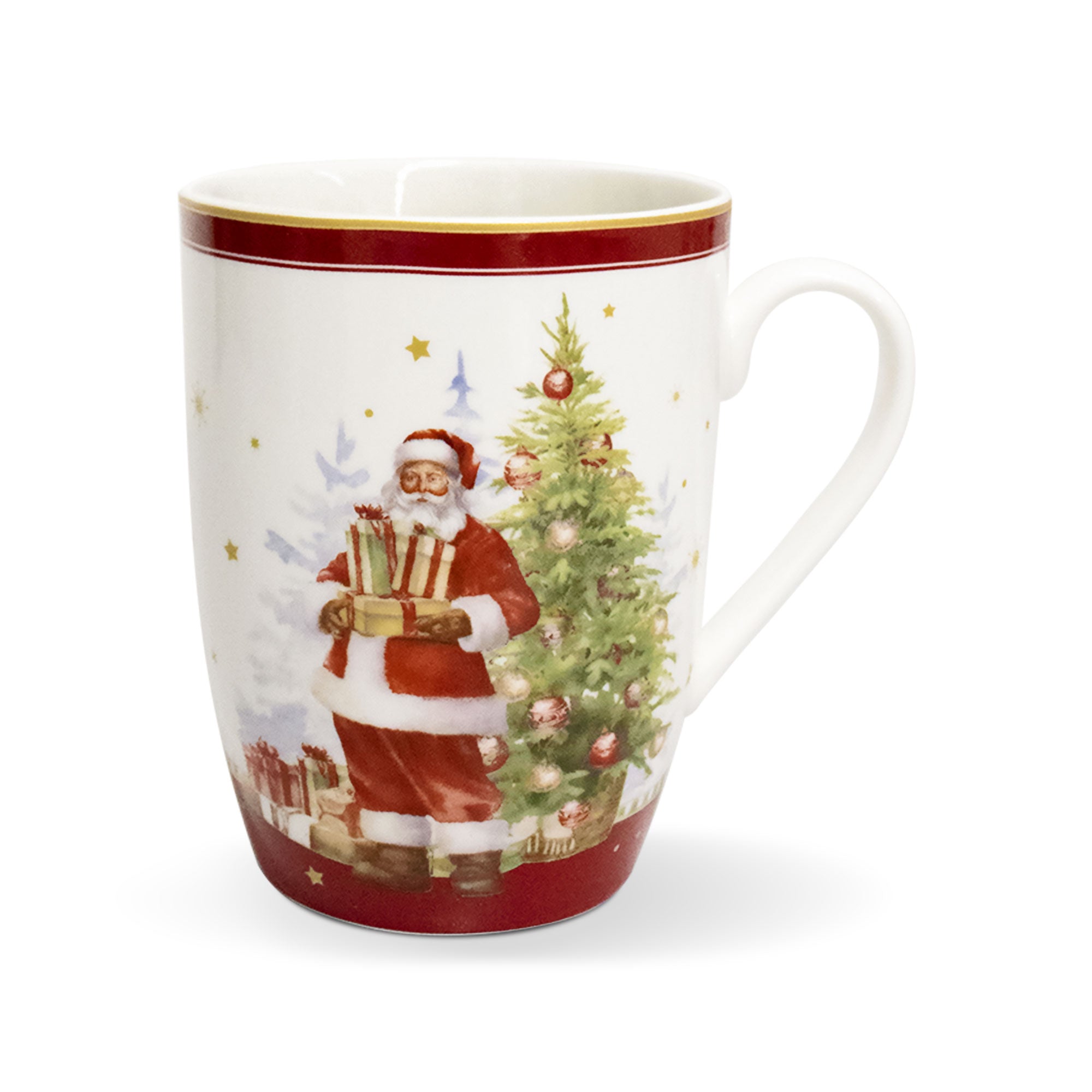 Tazza natalizia vintage Mug con manico Decoro Babbo Natale in porcellana 6943