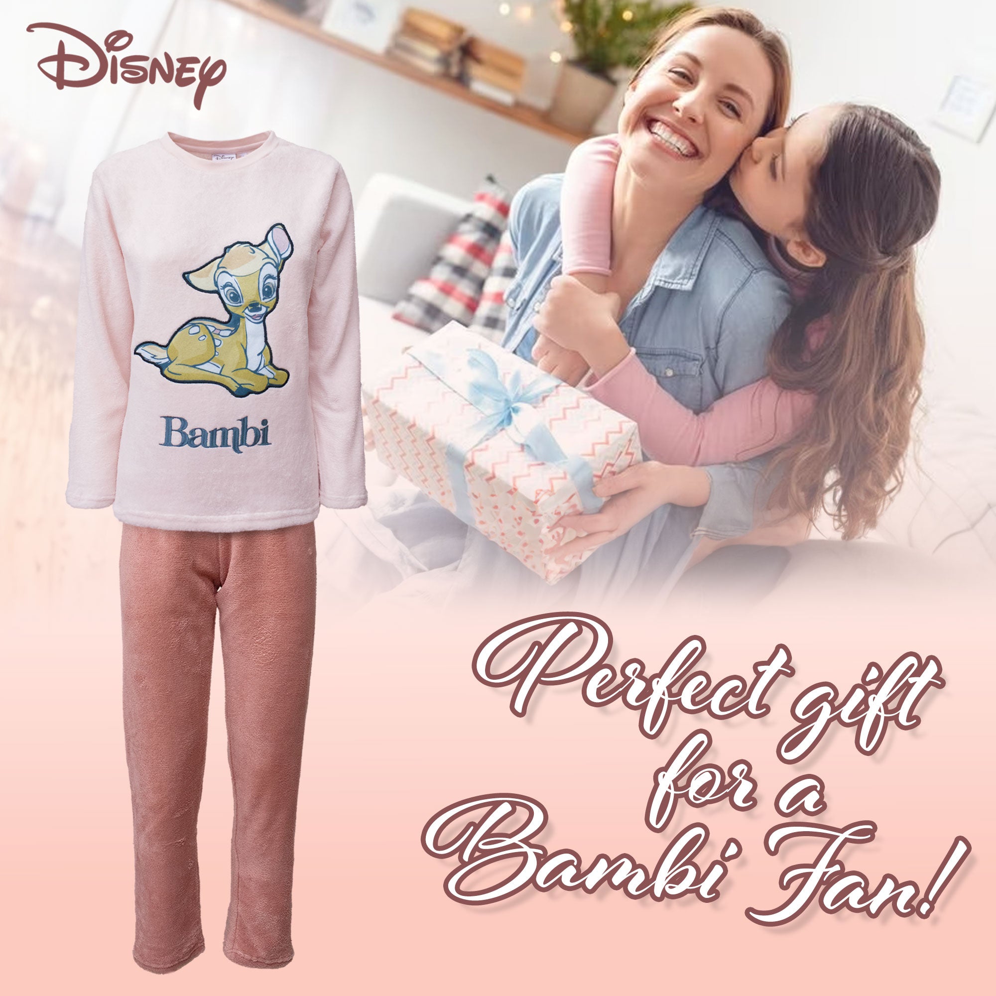 Pigiama Disney Bambi donna ragazza lungo invernale in pile 6952