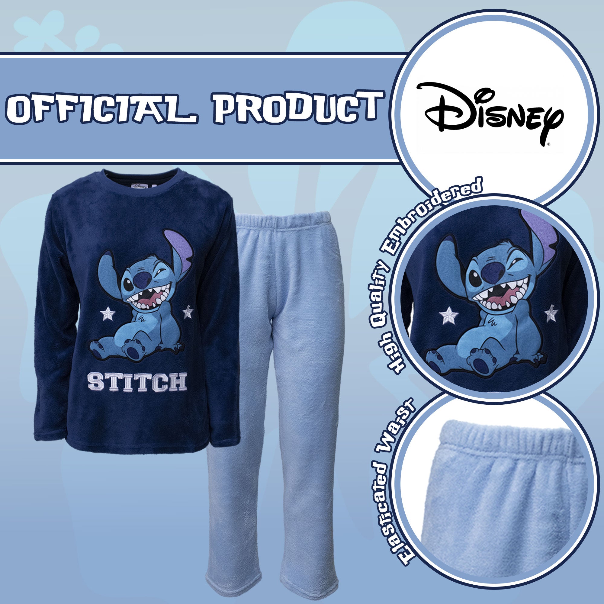 Pigiama Disney Lilo e Stitch donna ragazza lungo invernale in pile 6953