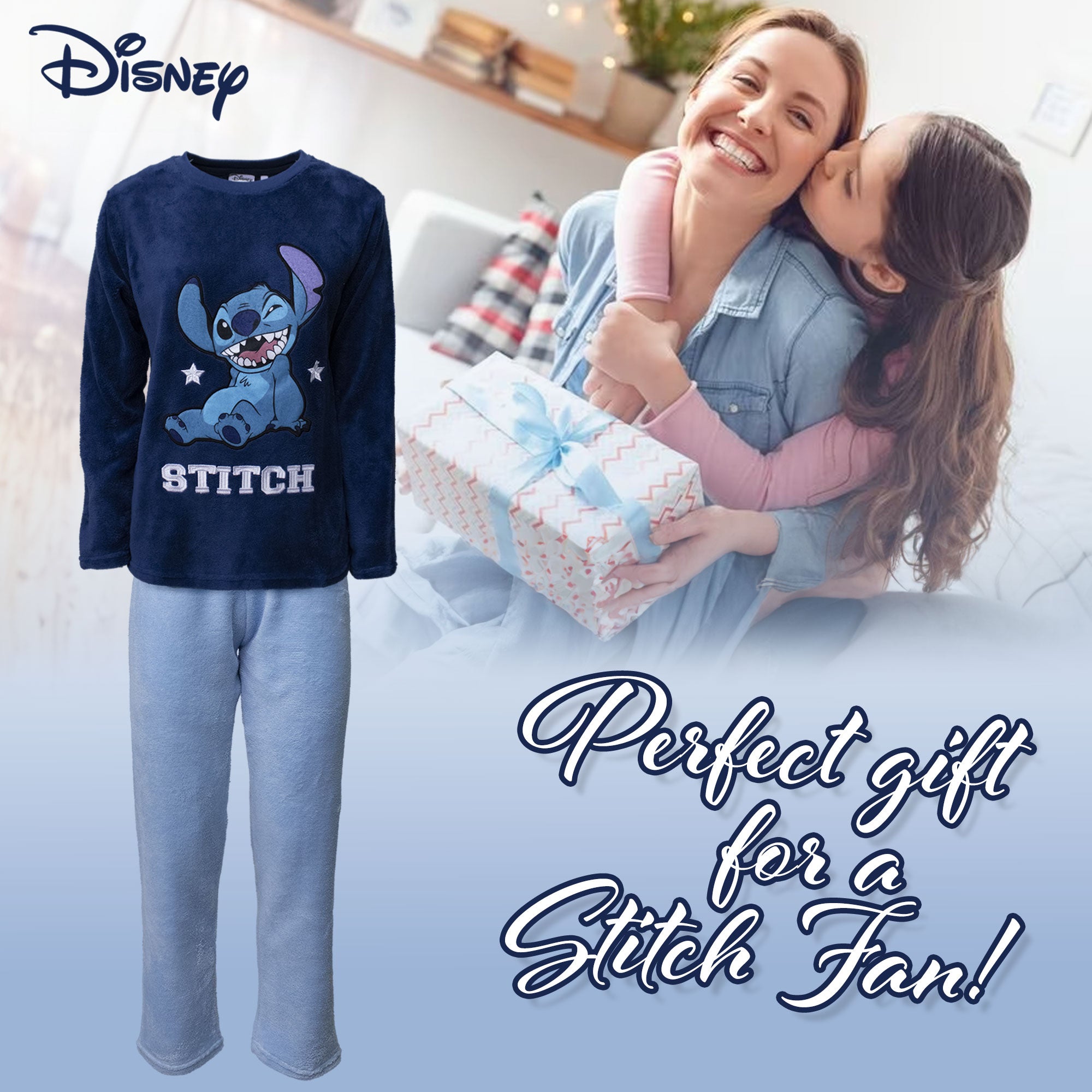 Pigiama Disney Lilo e Stitch donna ragazza lungo invernale in pile 6953