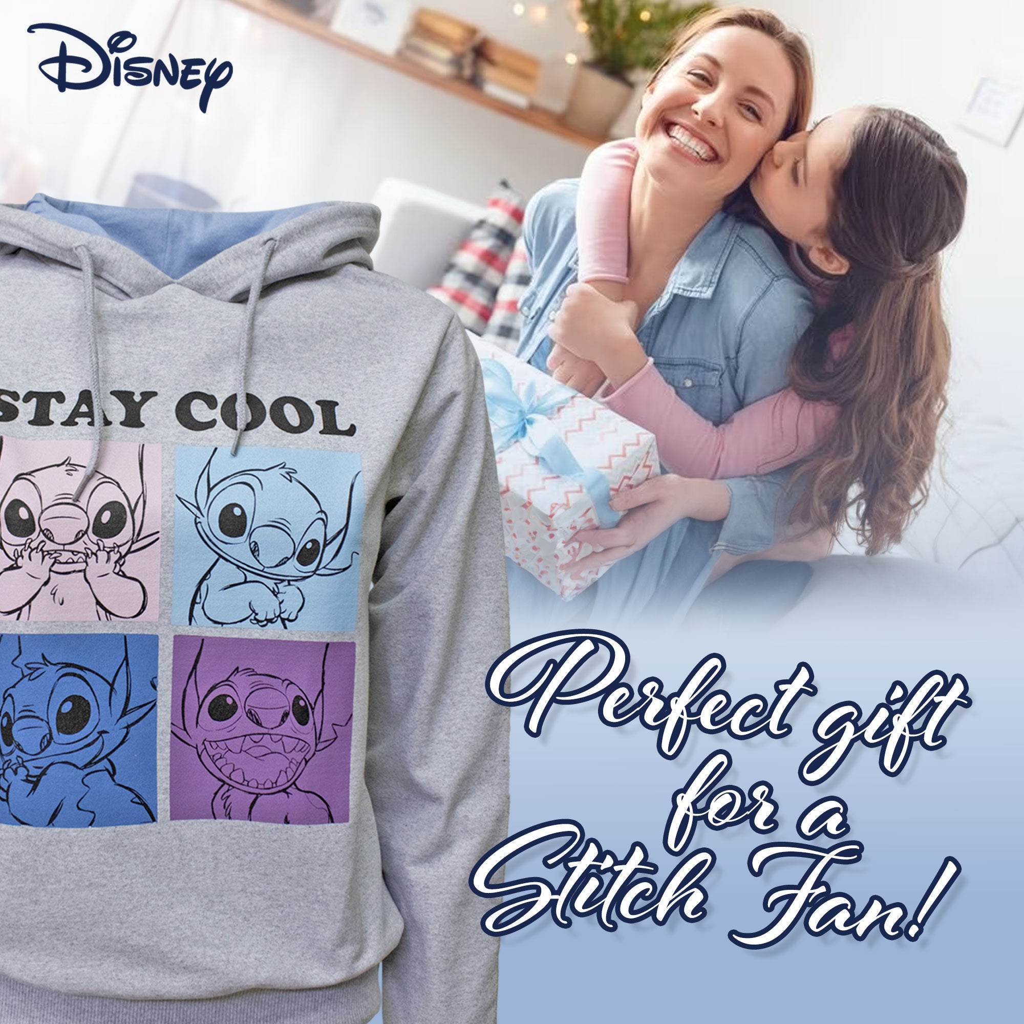 Felpa Disney Lilo e Stitch donna ragazza in cotone stampata con cappuccio 6955