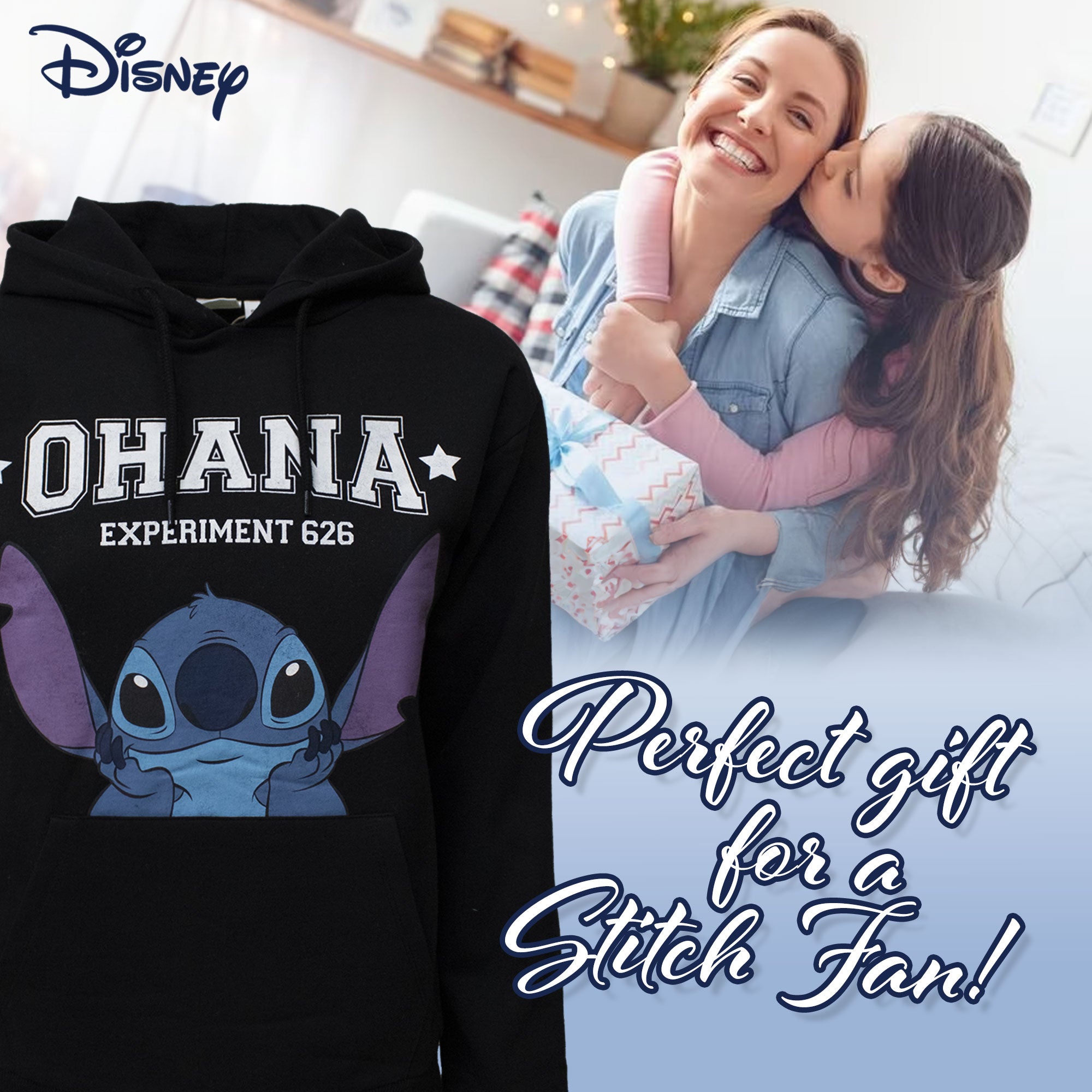 Felpa Disney Lilo e Stitch donna ragazza in cotone stampata con cappuccio 6956