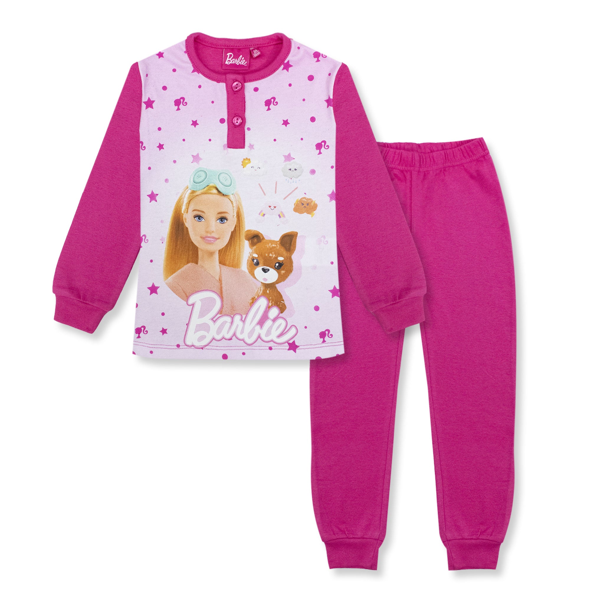 Pigiama Barbie lungo in caldo cotone invernale per bambina maniche lunghe 6965