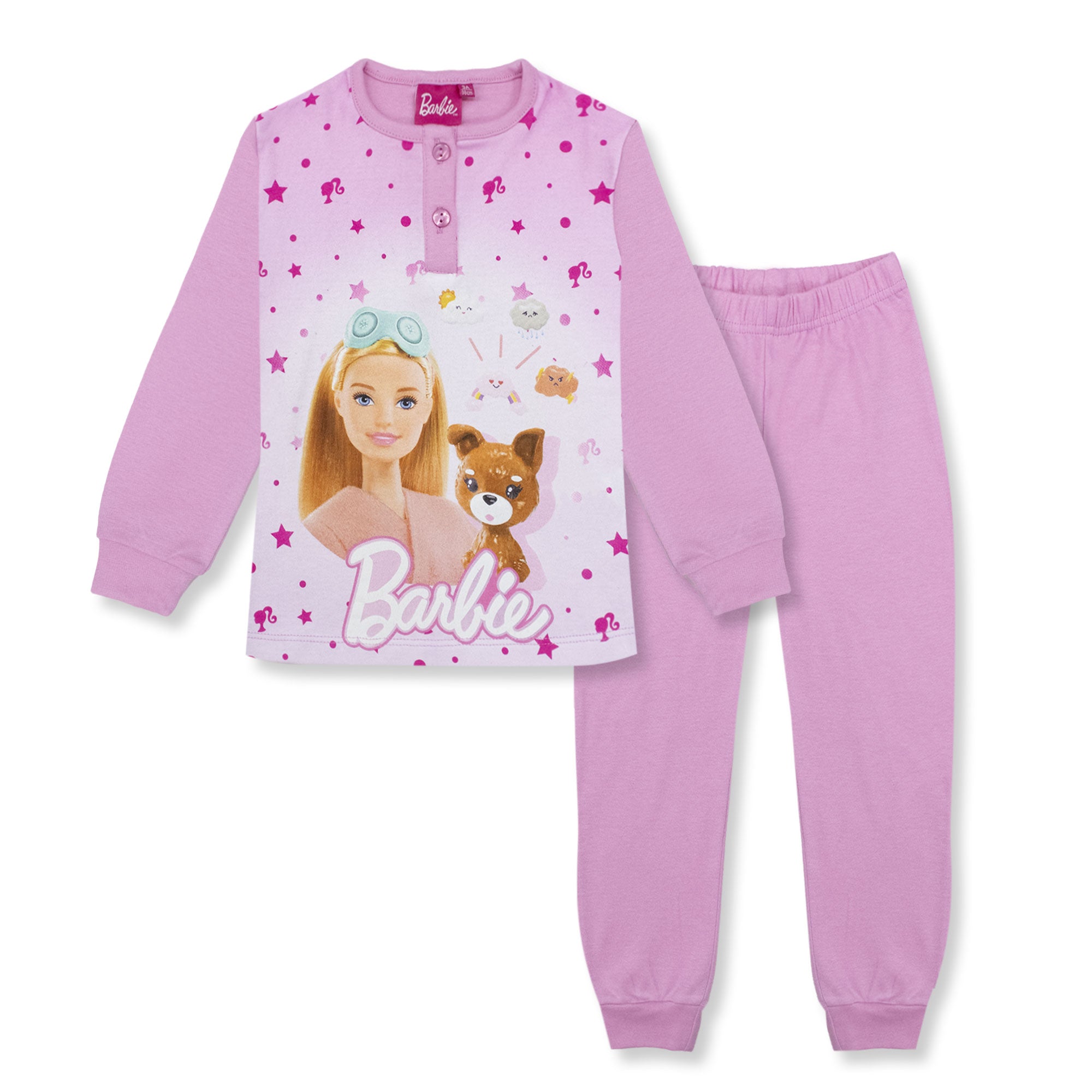 Pigiama Barbie lungo in caldo cotone invernale per bambina maniche lunghe 6965