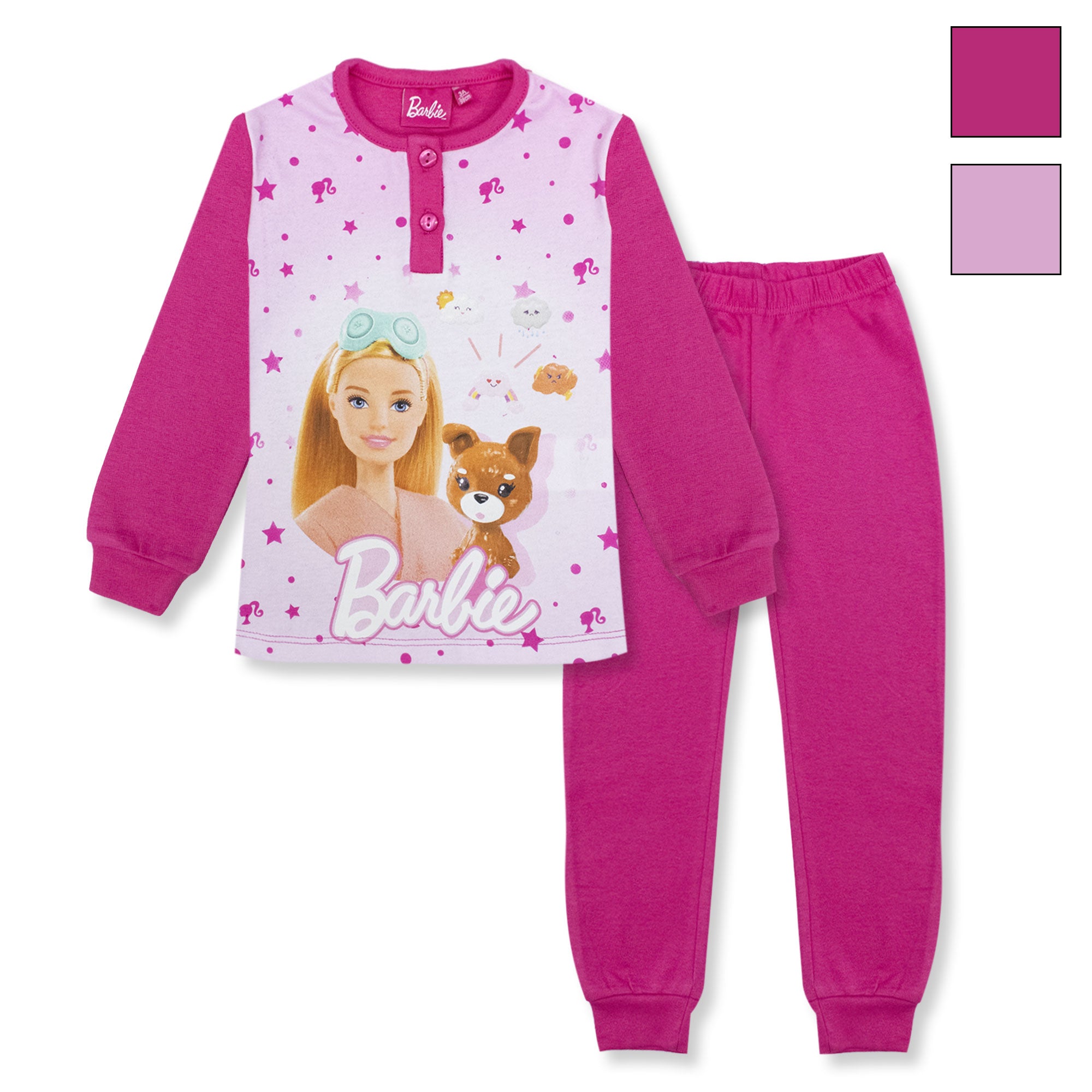 Pigiama Barbie lungo in caldo cotone invernale per bambina maniche lunghe 6965