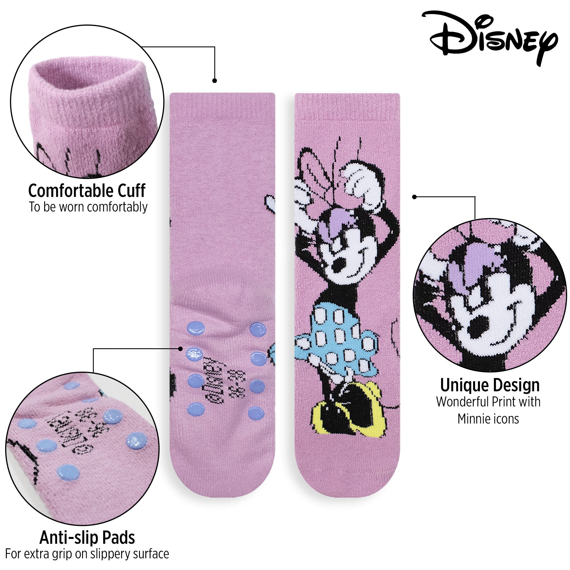 Calzini Disney Minnie Mouse antiscivolo per donna ragazza invernali 6968