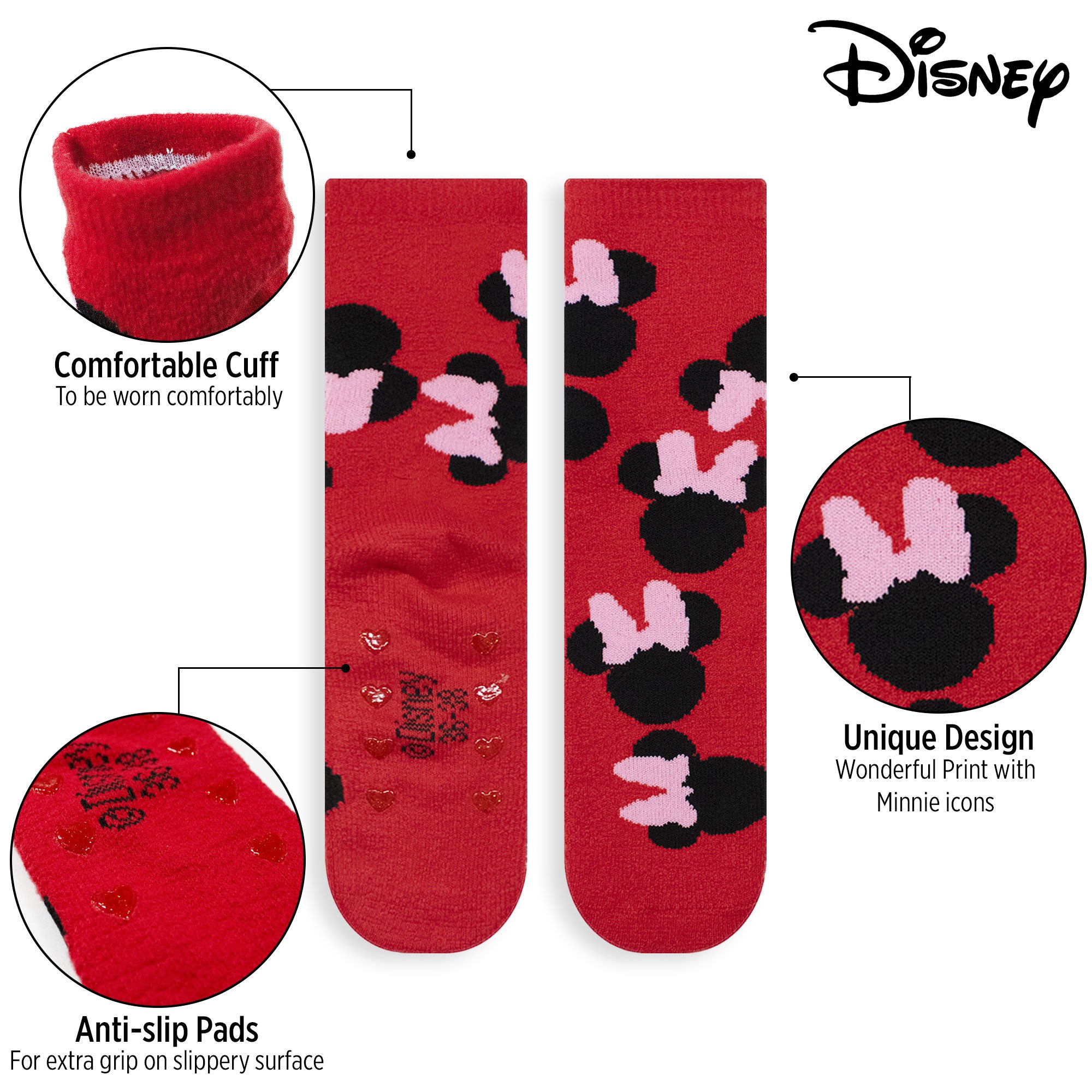 Calzini Disney Minnie Mouse antiscivolo per donna ragazza invernali 6968