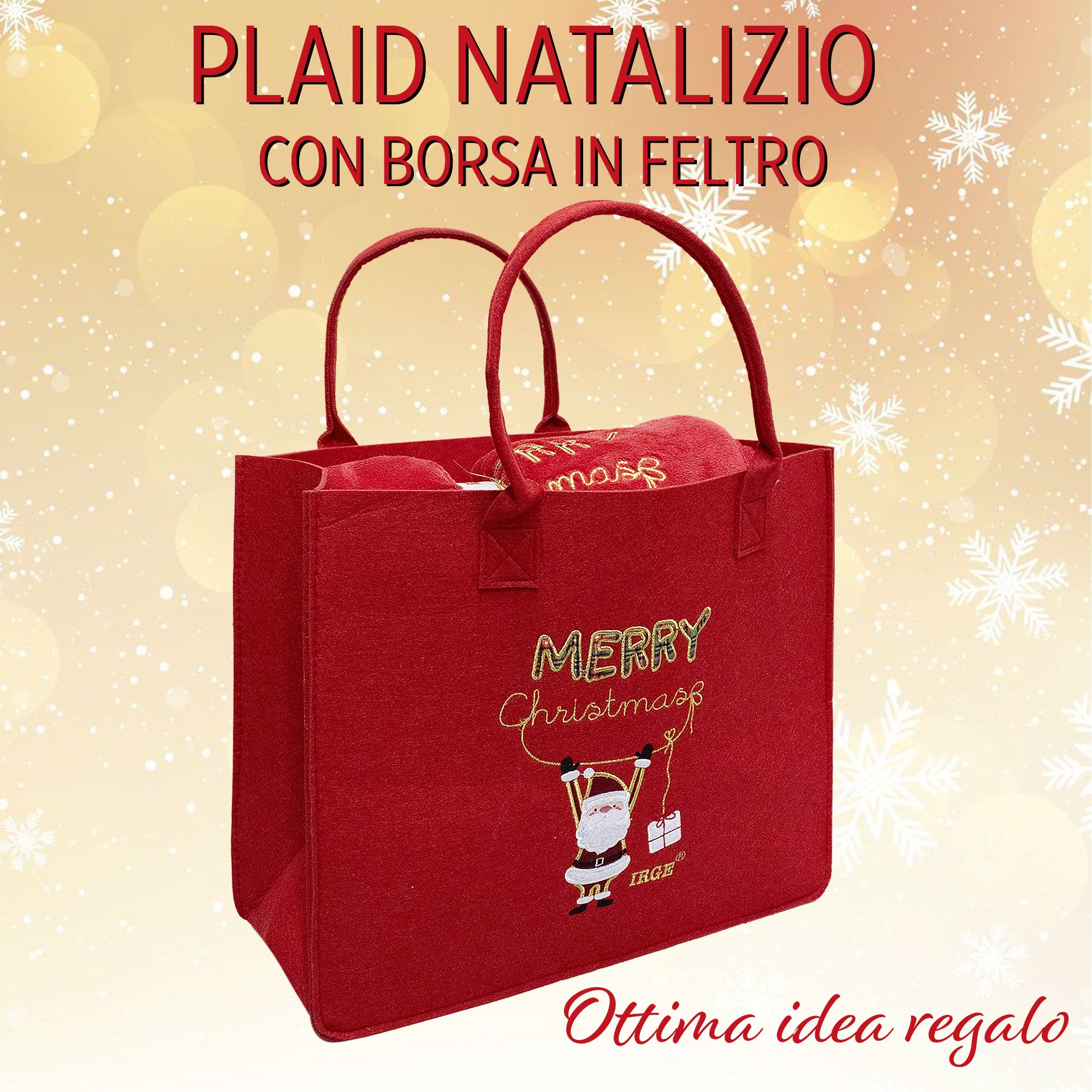 Coperta Plaid natalizio con ricciolino + Borsa Idea Regalo di Natale 6970