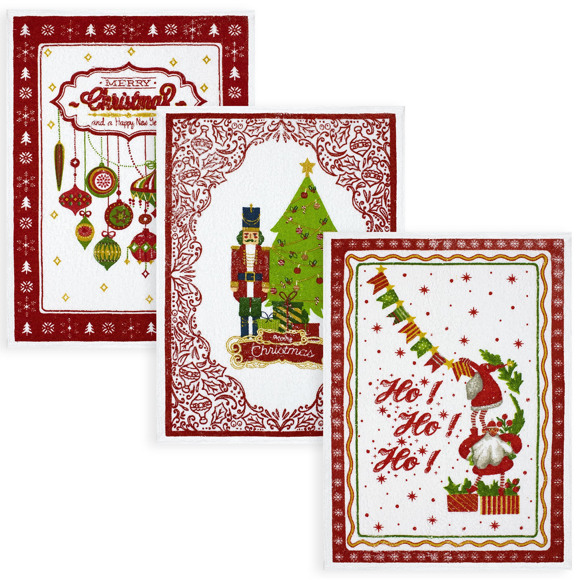 Set Strofinacci Natalizi Canovacci in spugna 3 Pezzi Decoro Natale 6973