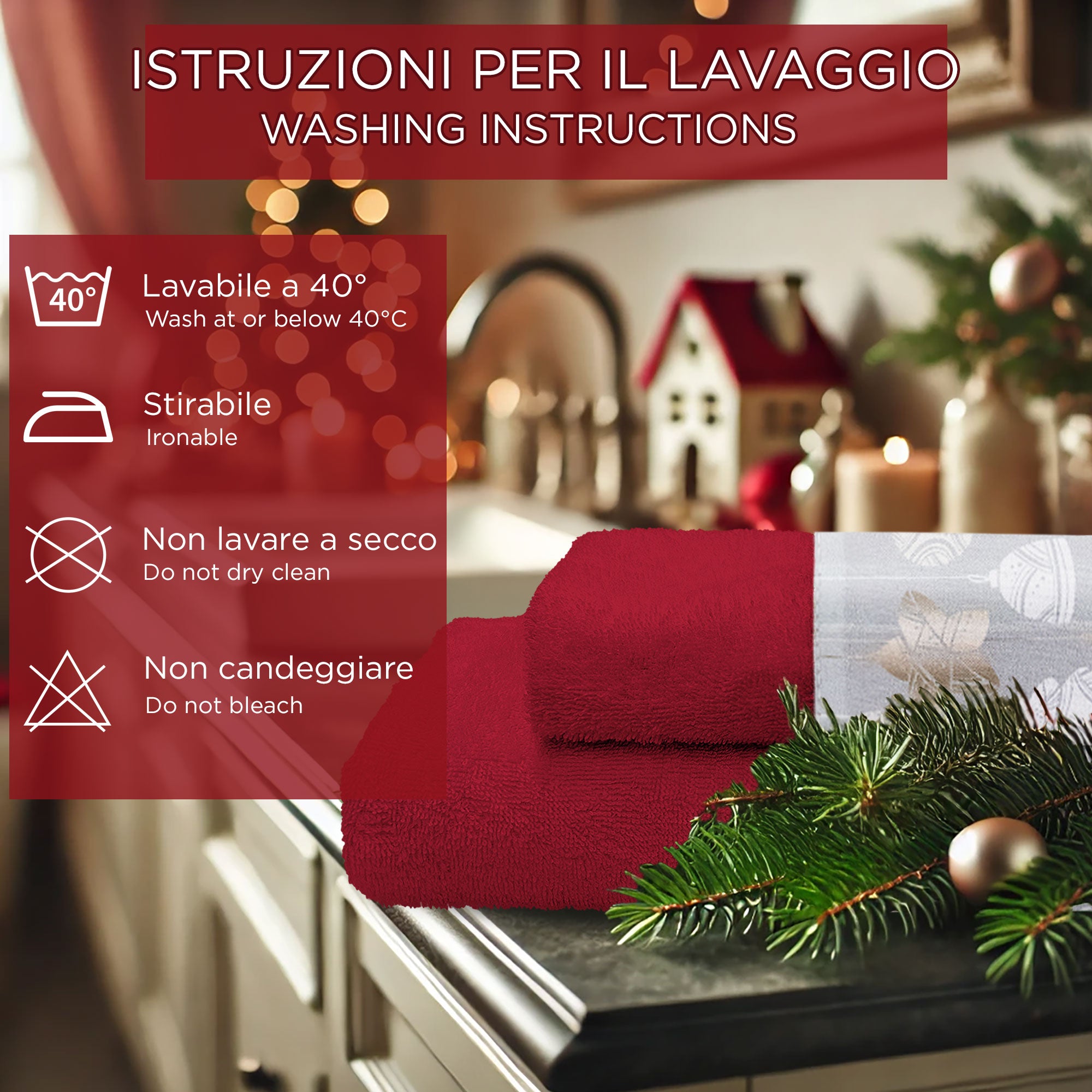 Asciugamani Natalizi Bagno set 1+1 in Spugna di Cotone Decoro Natale 6982