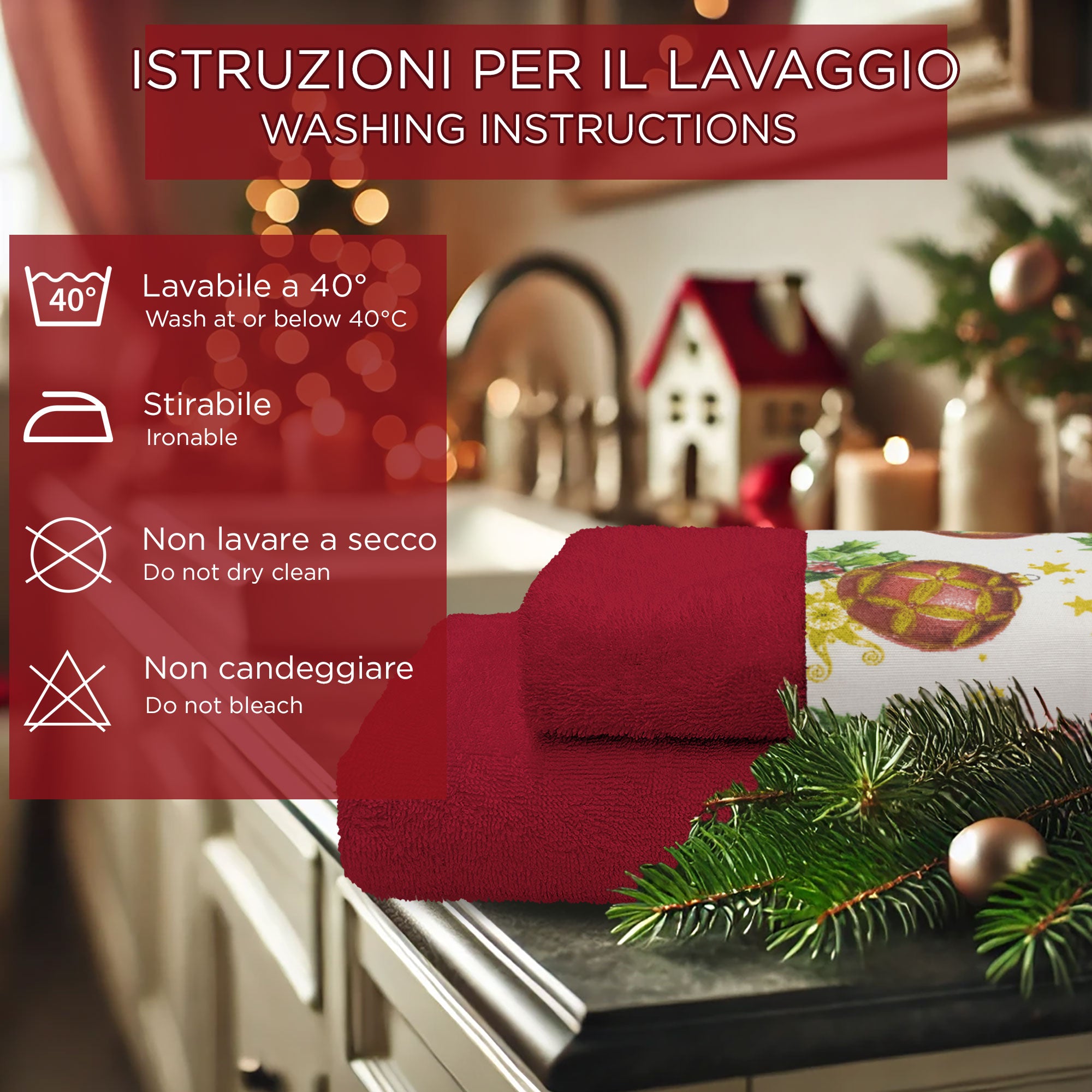 Asciugamani Natalizi Bagno set 1+1 in Spugna di Cotone Decoro Natale 6982