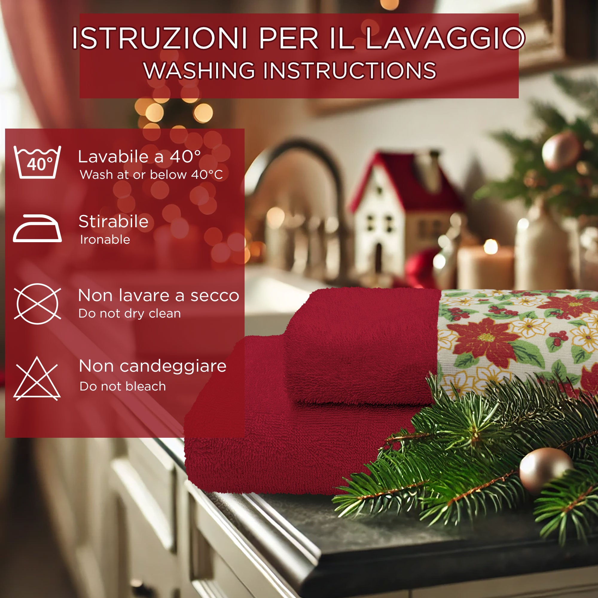 Asciugamani Natalizi Bagno set 1+1 in Spugna di Cotone Decoro Natale 6982