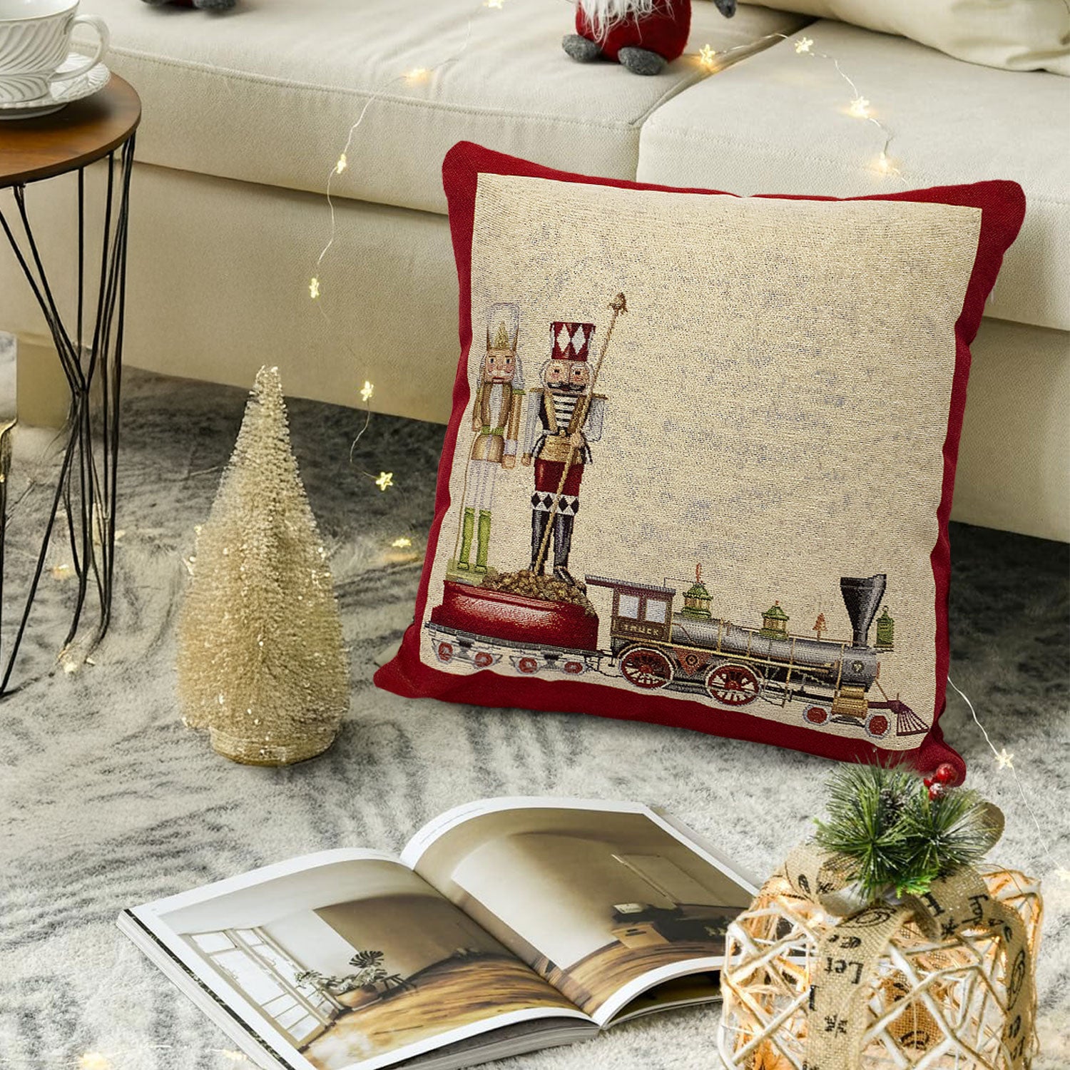 Christmas decoration cushion in gobelin decorations Christmas Train 6986