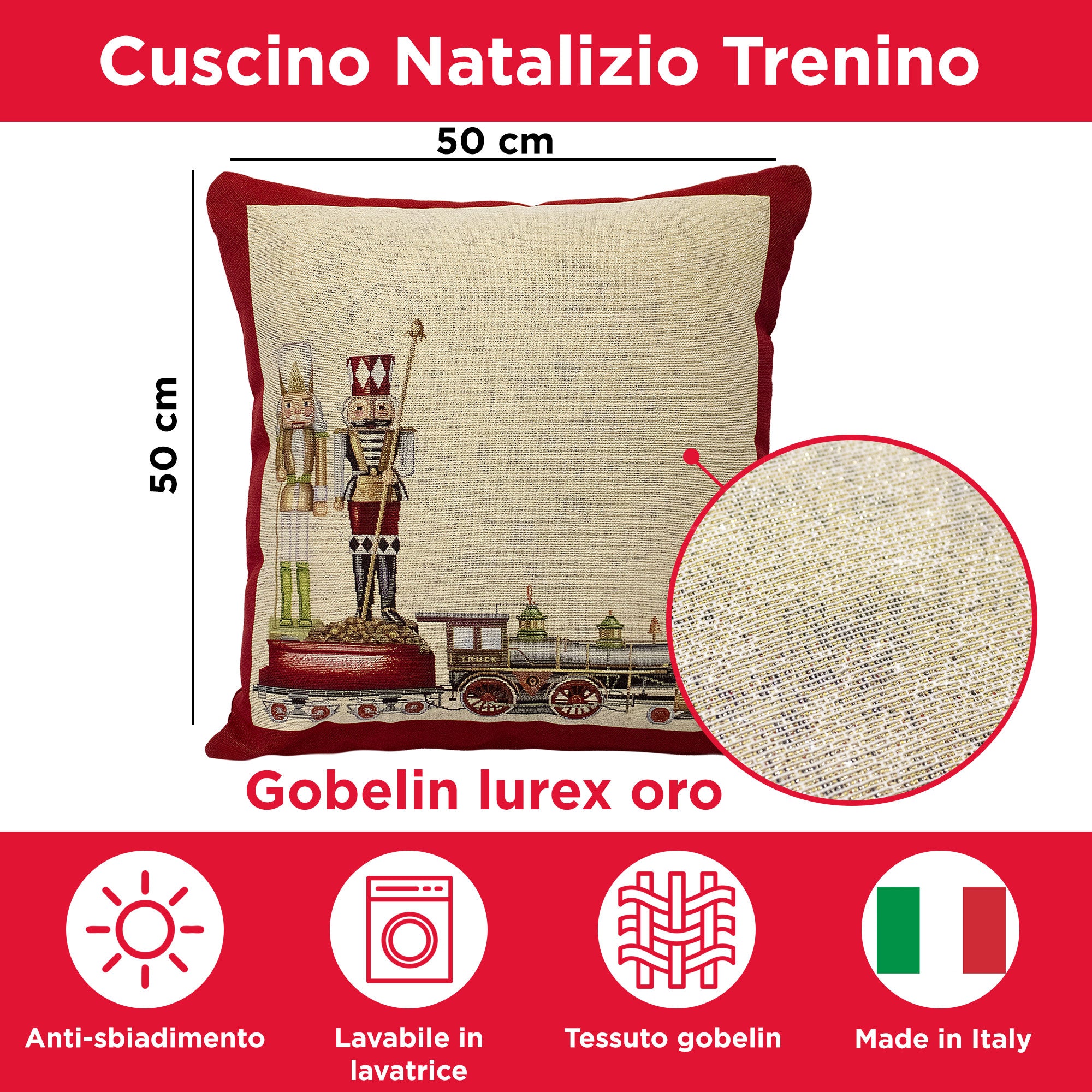 Christmas decoration cushion in gobelin decorations Christmas Train 6986