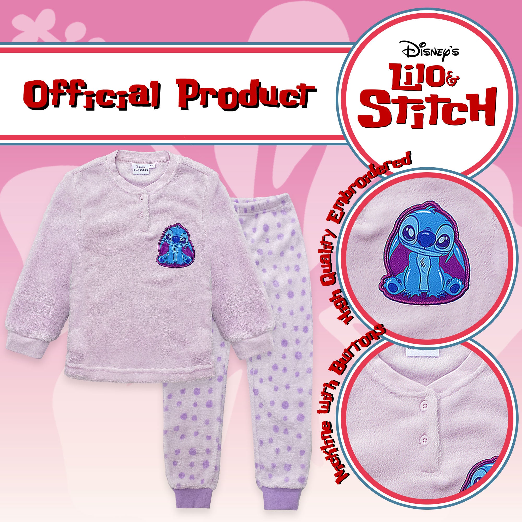 Pigiama Disney Lilo e Stitch in pile invernale per bambina 6988