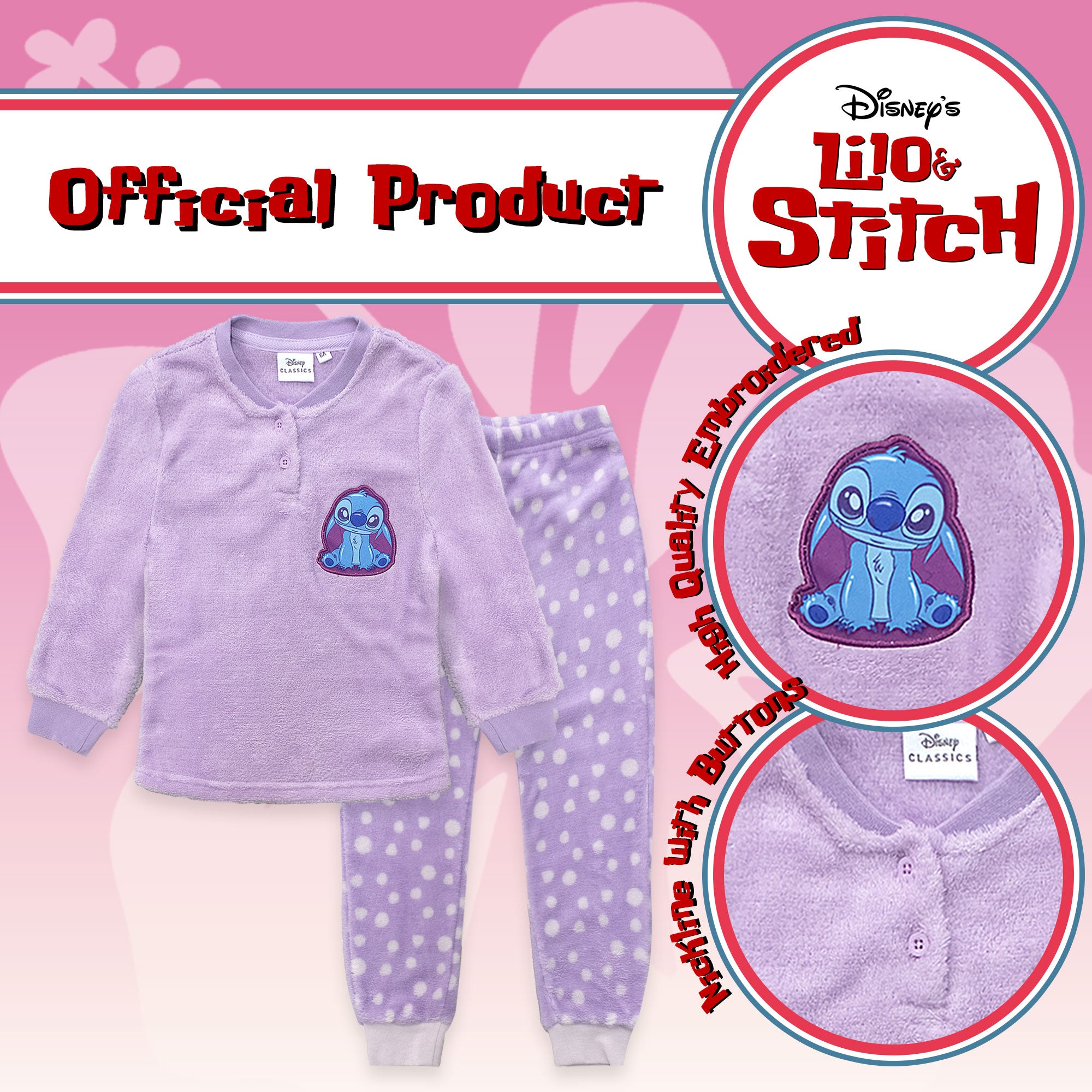 Pigiama Disney Lilo e Stitch in pile invernale per bambina 6988