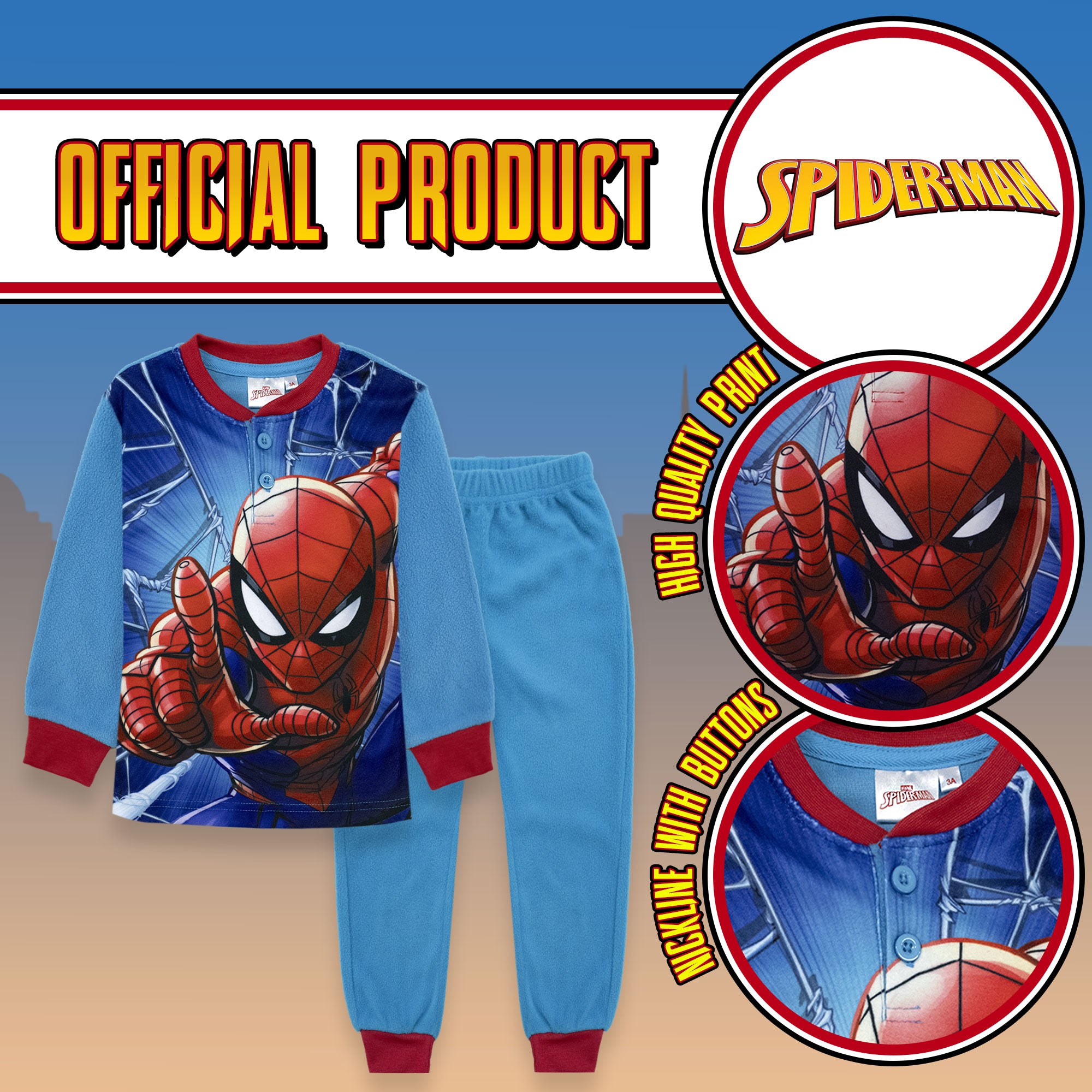 Pigiama Spiderman per bambino in pile lungo bimbo maniche lunghe 6989