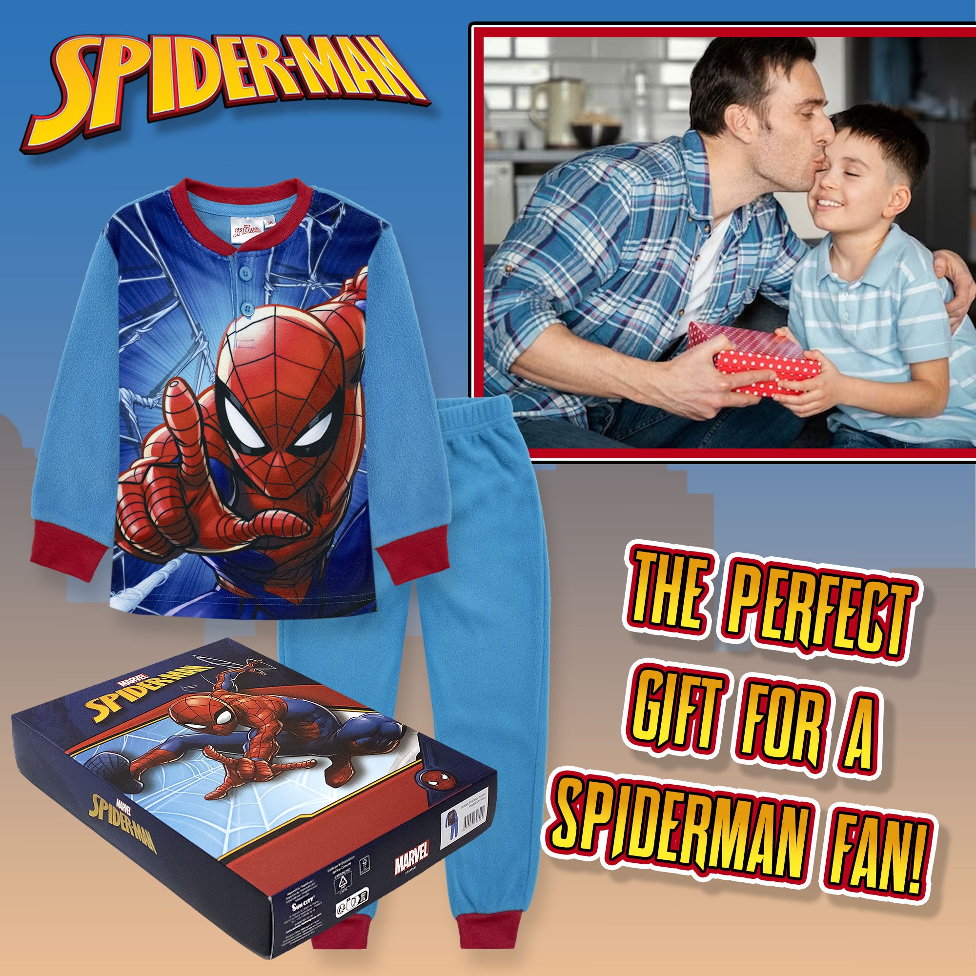 Pigiama Spiderman per bambino in pile lungo bimbo maniche lunghe 6989