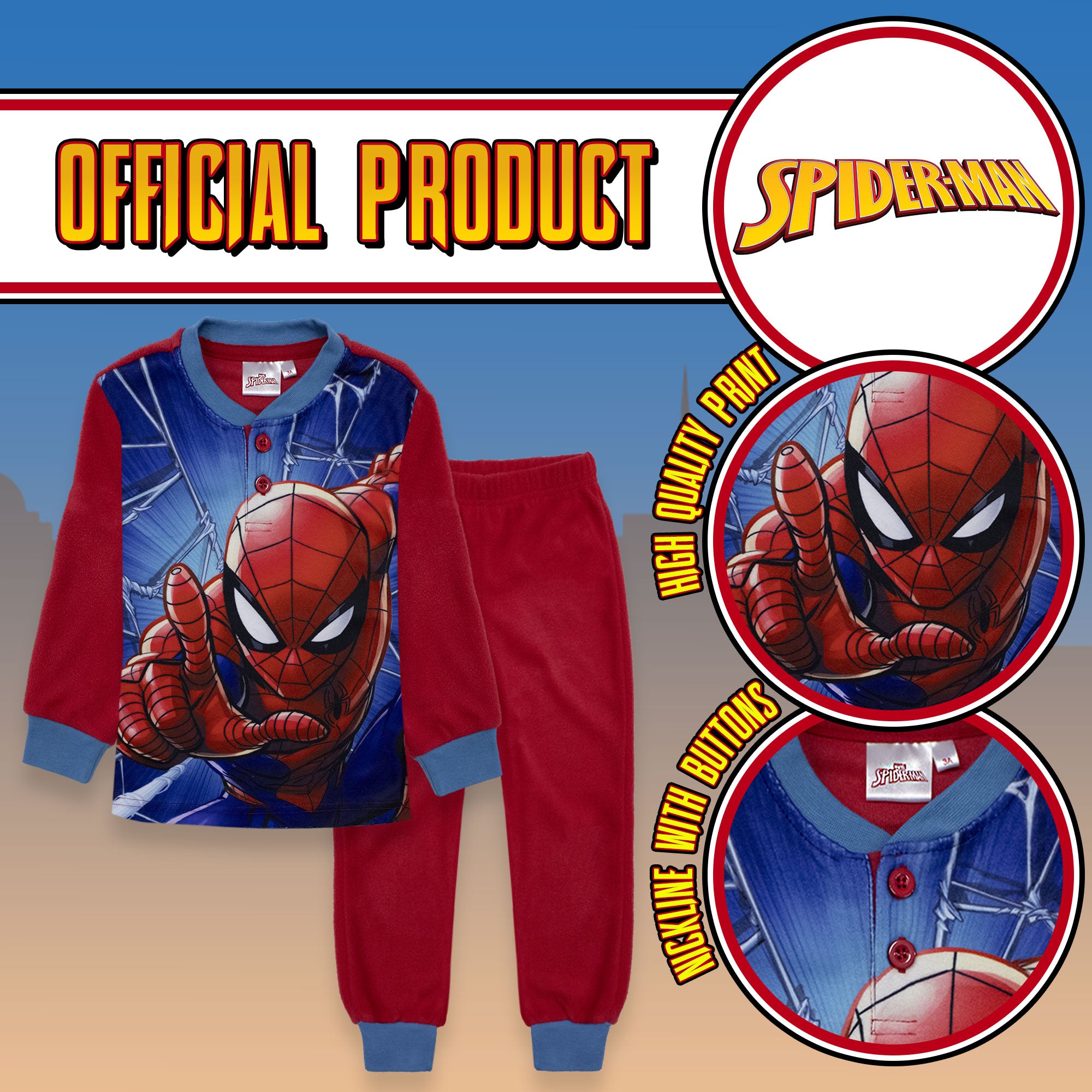 Pigiama Spiderman per bambino in pile lungo bimbo maniche lunghe 6989