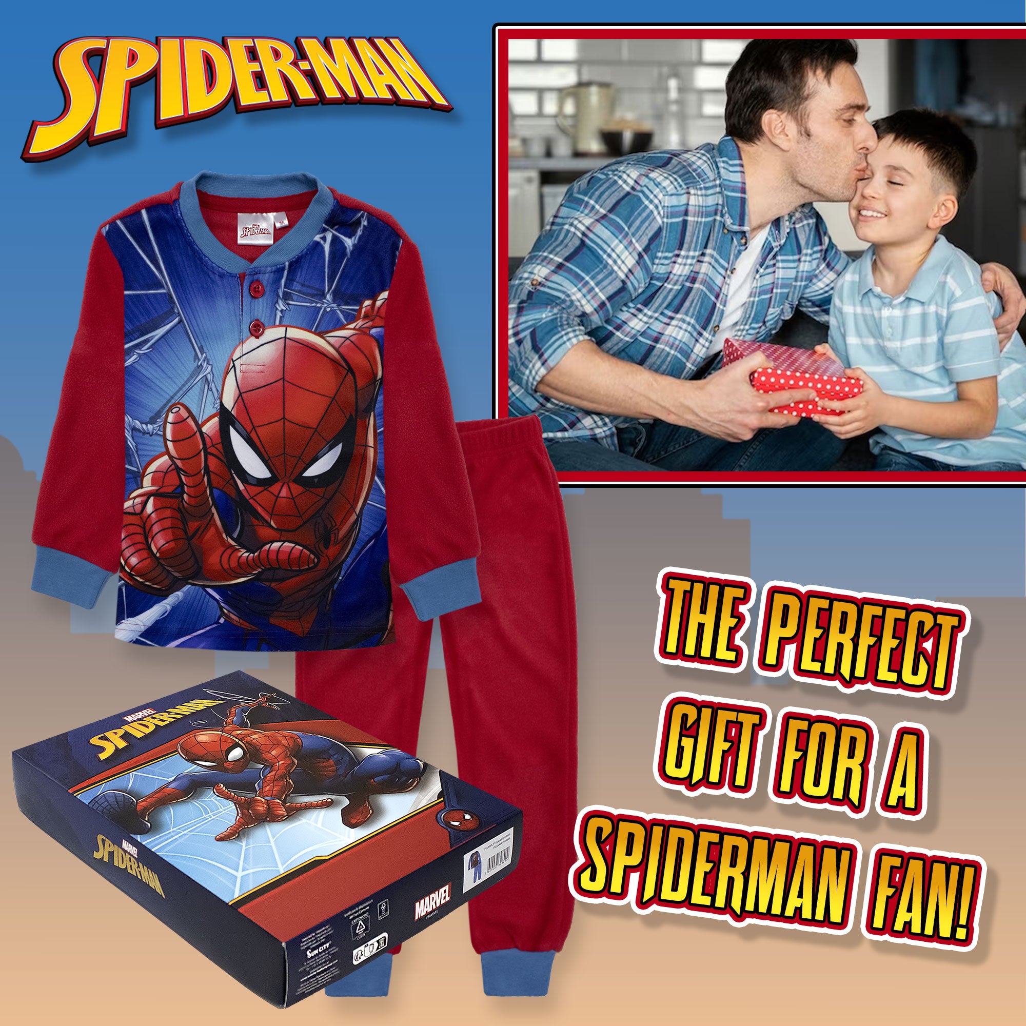 Pigiama Spiderman per bambino in pile lungo bimbo maniche lunghe 6989