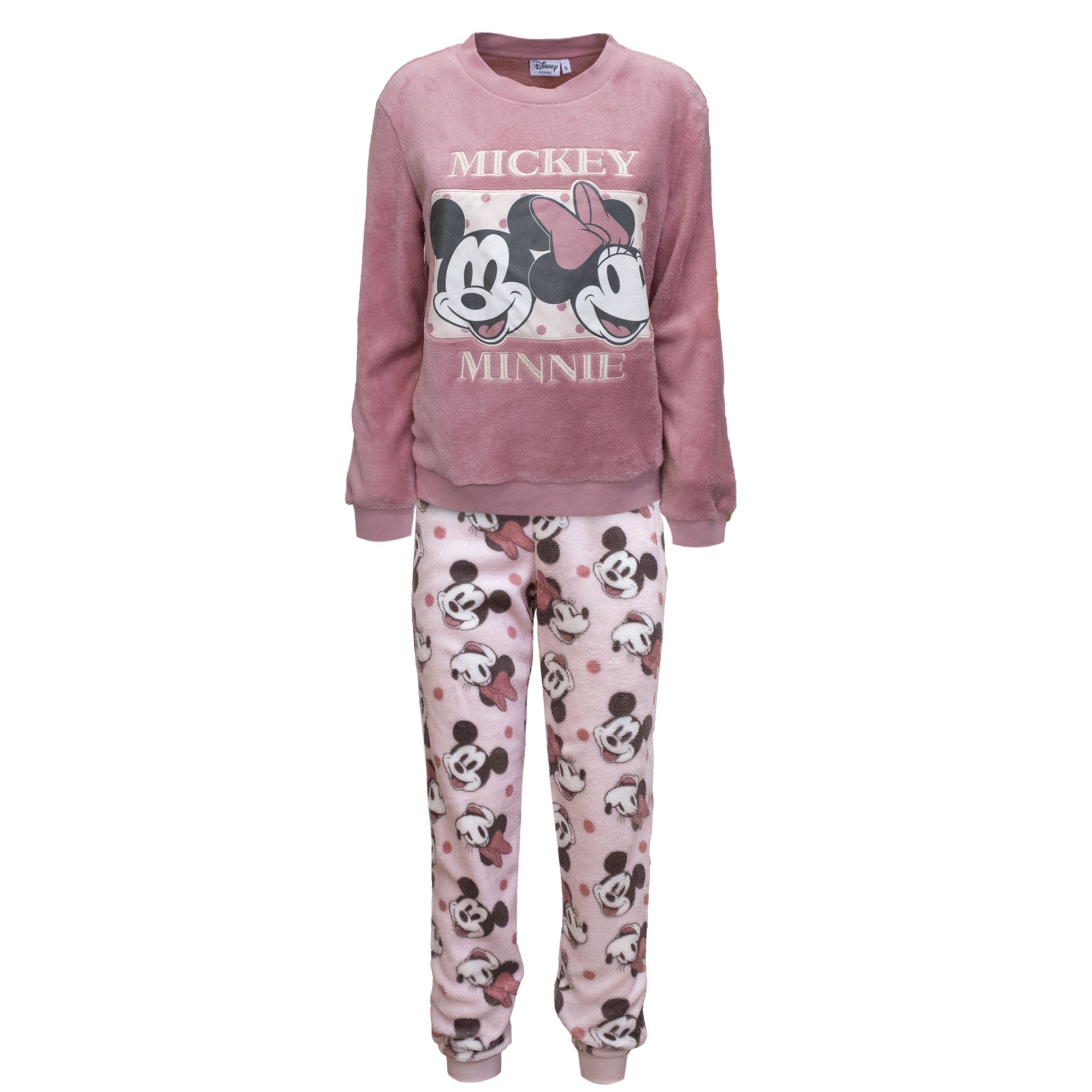 Pigiama Disney Mickey Minnie Mouse donna ragazza lungo invernale in pile 6890