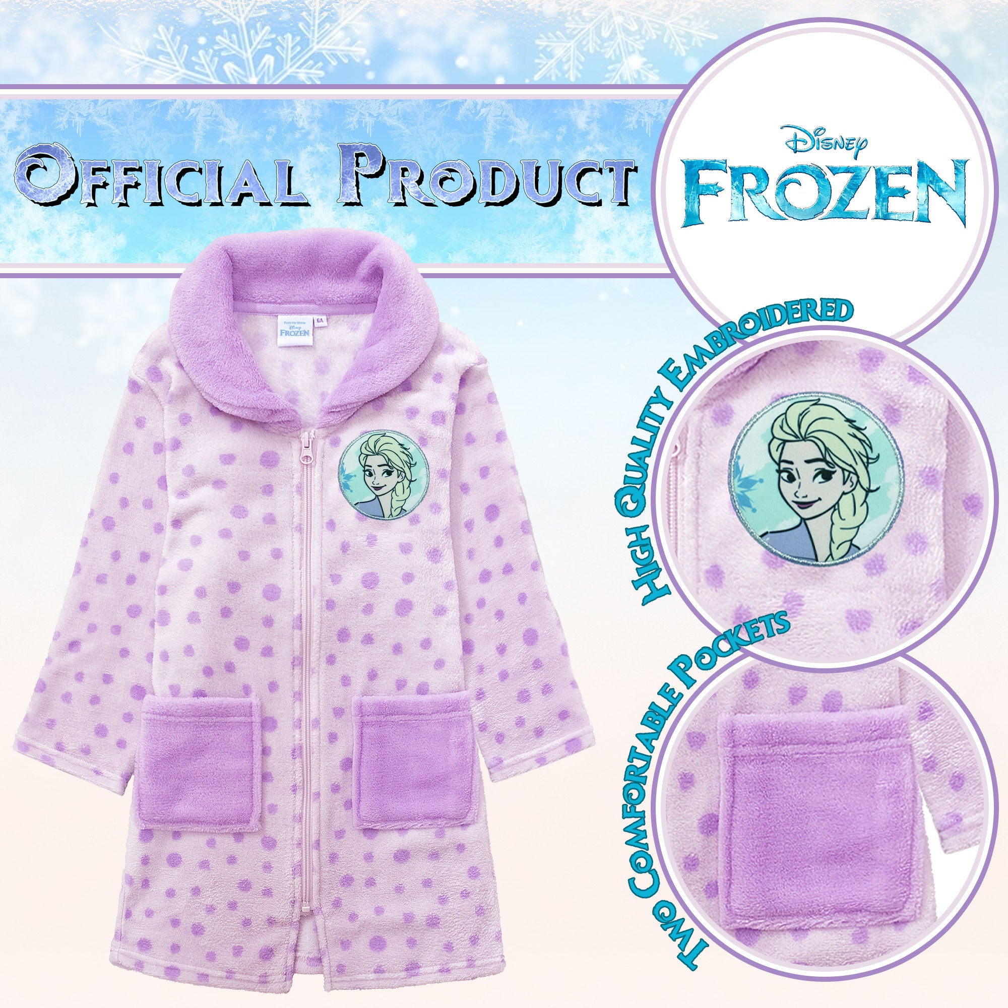 Vestaglia Disney Frozen Elsa in pile invernale per bambina pois 6995