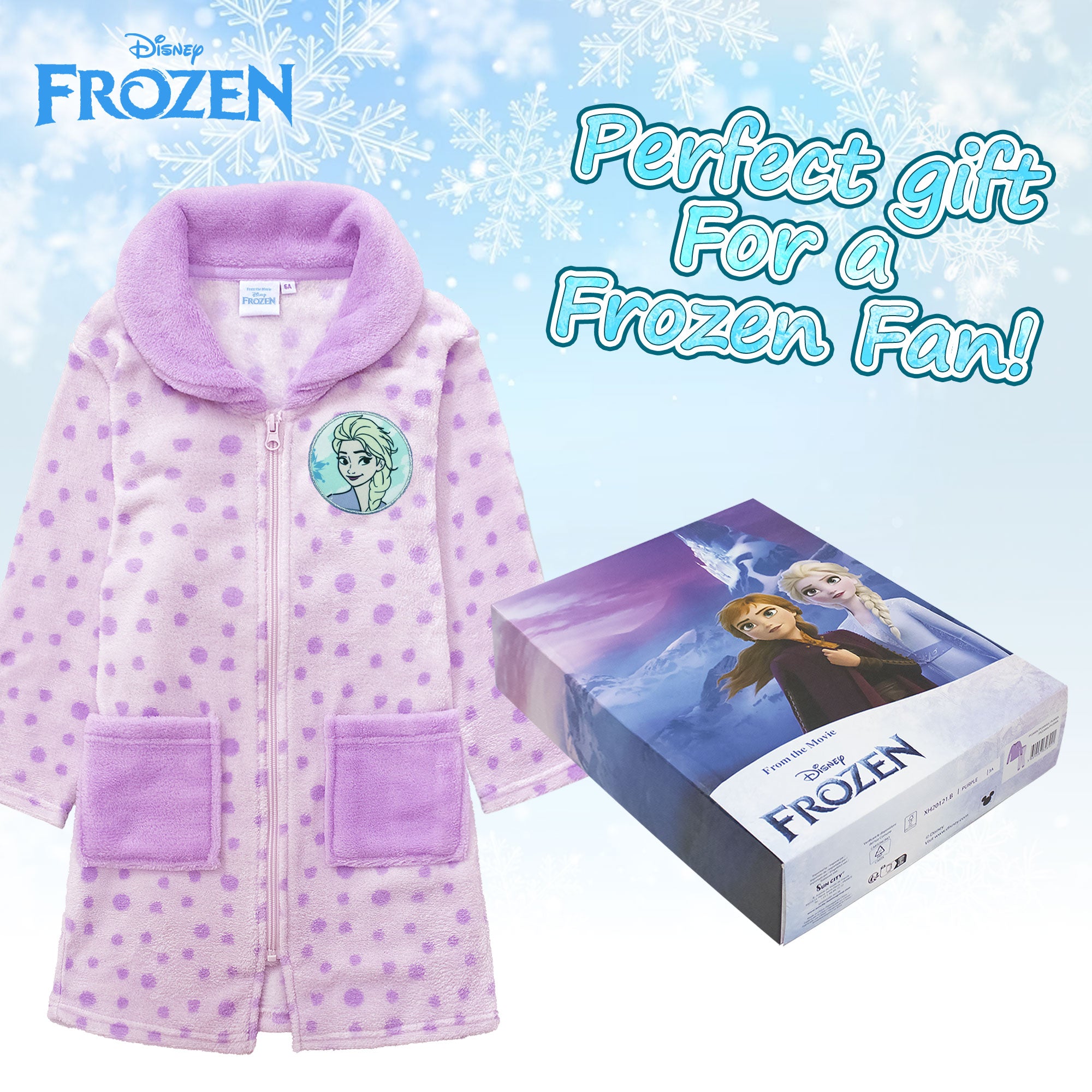 Vestaglia Disney Frozen Elsa in pile invernale per bambina pois 6995