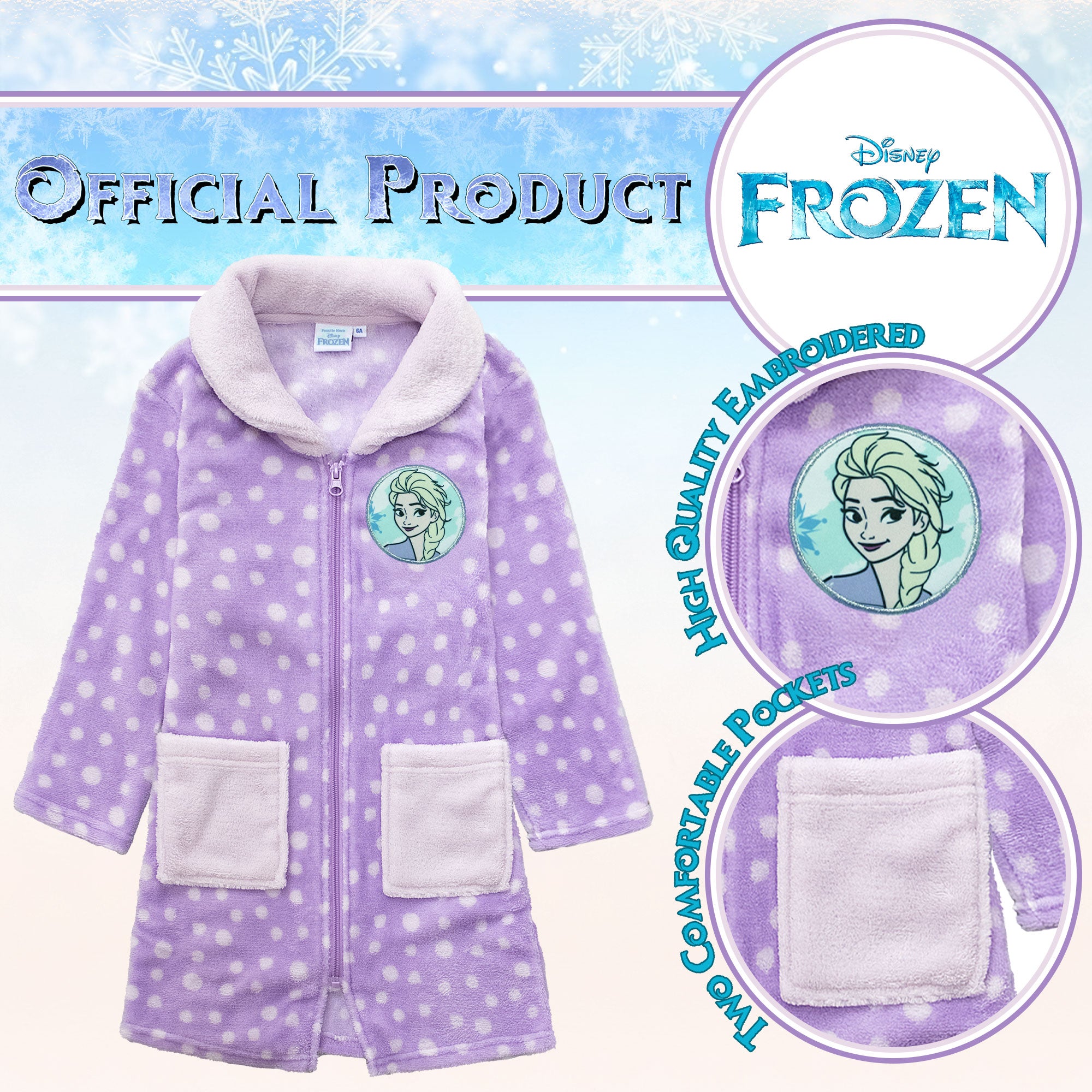 Vestaglia Disney Frozen Elsa in pile invernale per bambina pois 6995