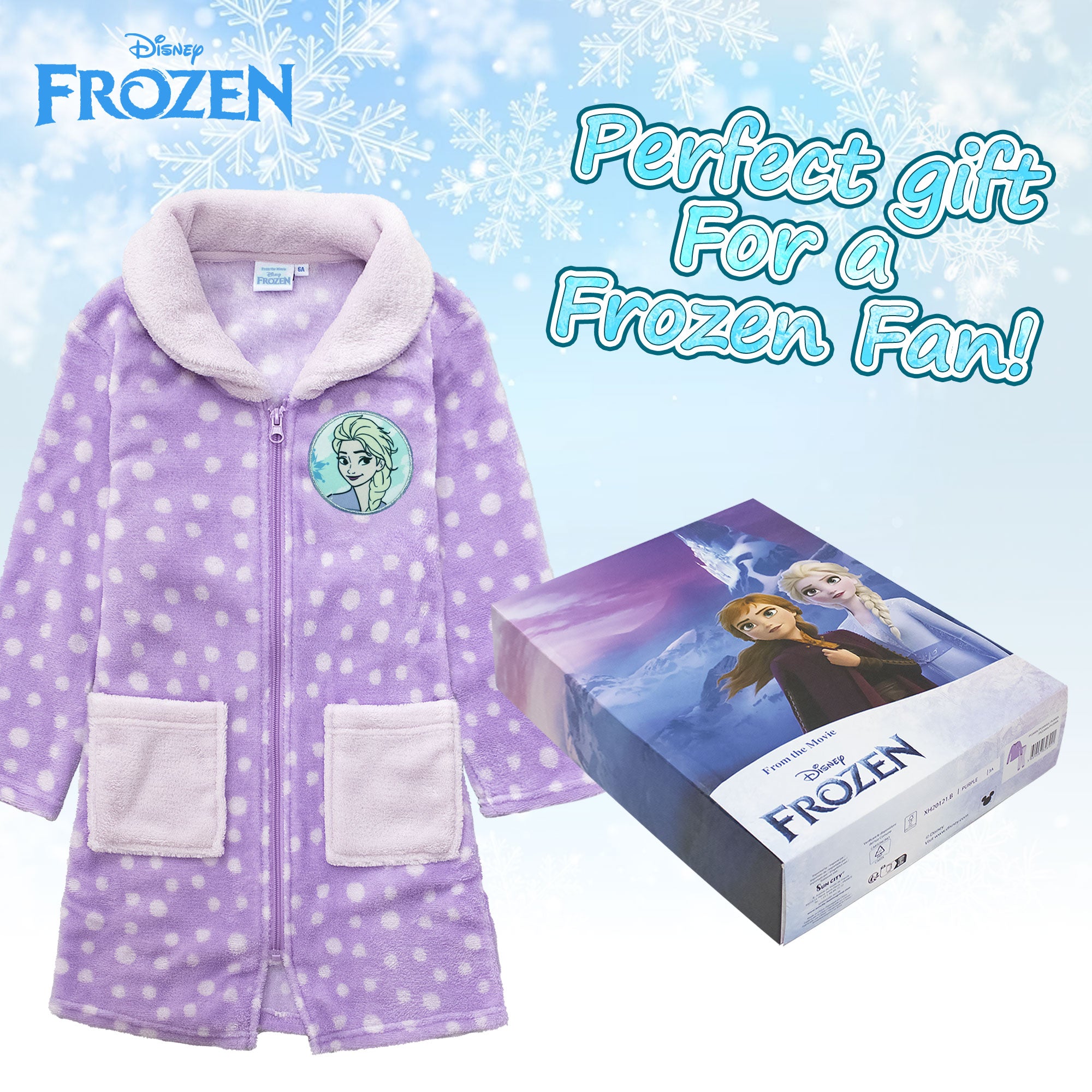 Vestaglia Disney Frozen Elsa in pile invernale per bambina pois 6995