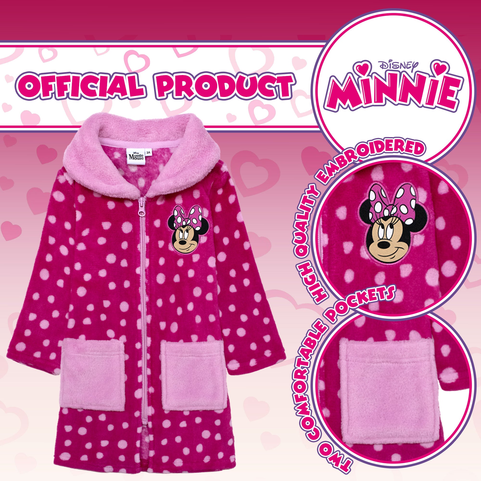 Vestaglia Disney Minnie Mouse in pile invernale per bambina pois 6996