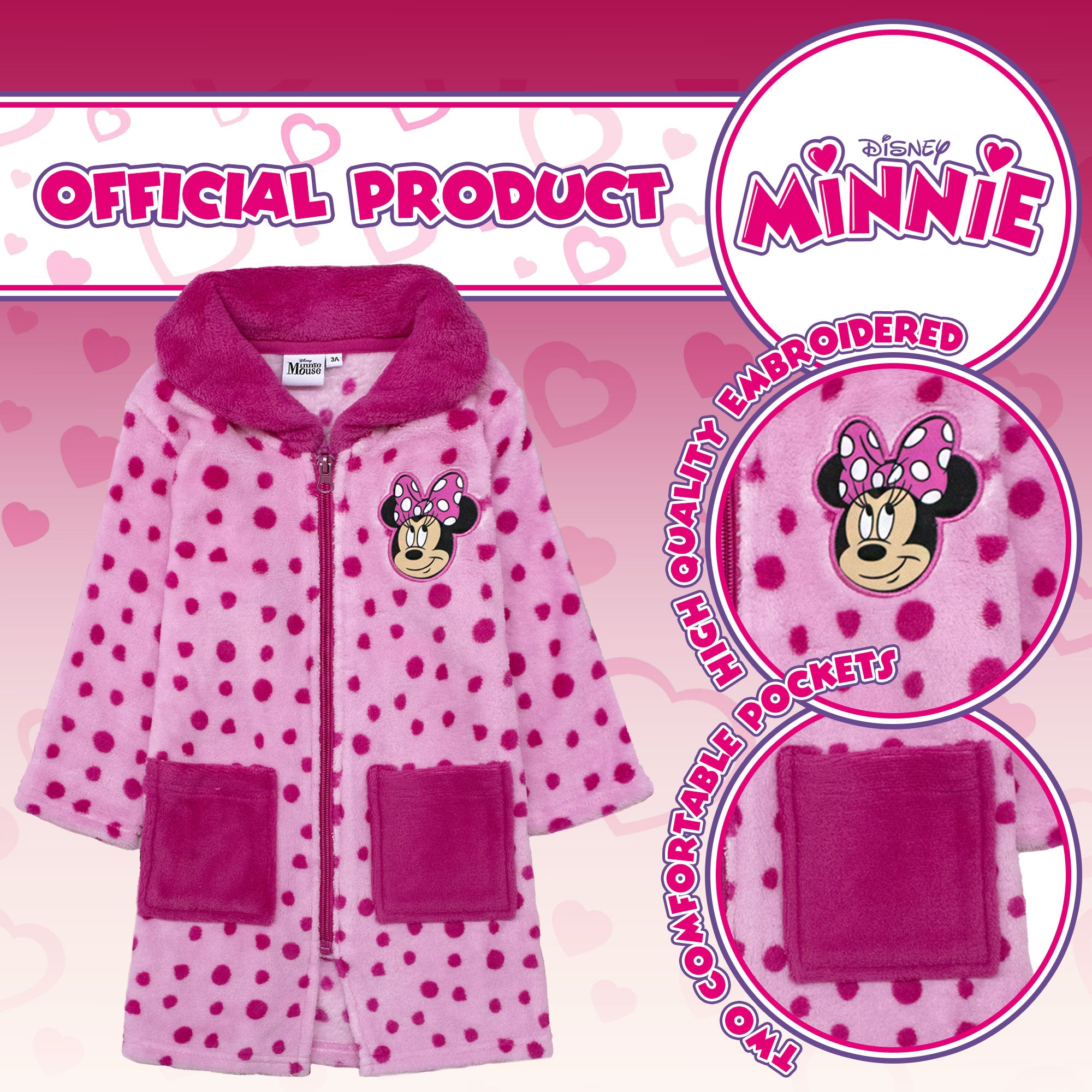 Vestaglia Disney Minnie Mouse in pile invernale per bambina pois 6996