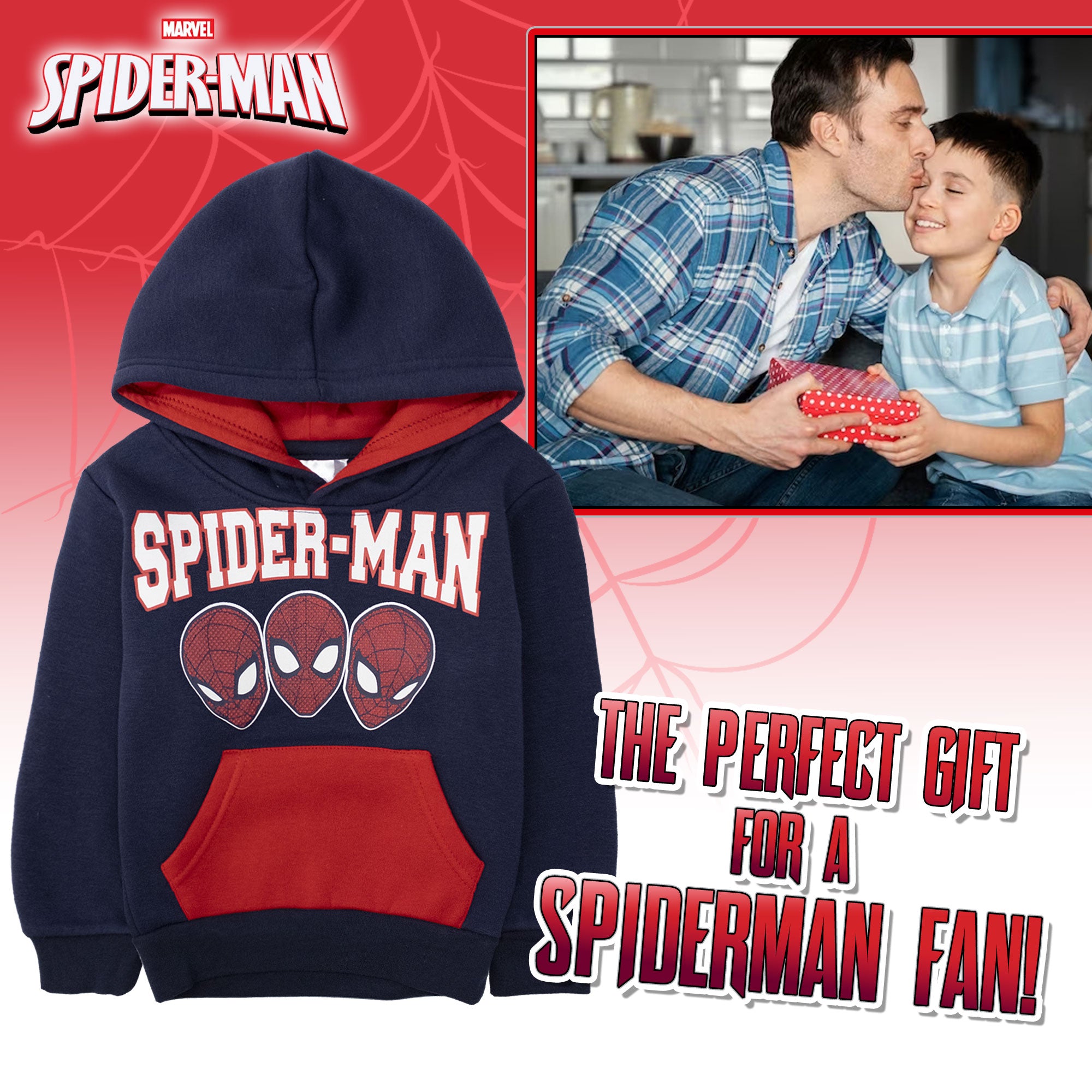 Felpa Marvel Spiderman per bambino con cappuccio a maniche lunghe bimbo 6998