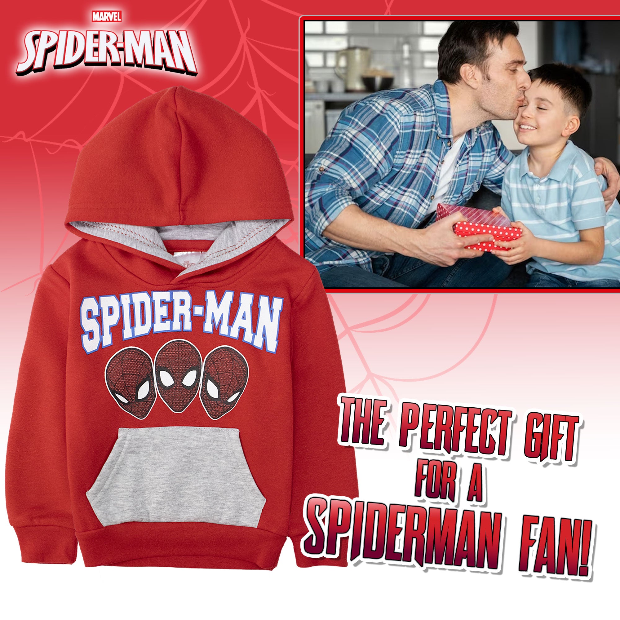 Felpa Marvel Spiderman per bambino con cappuccio a maniche lunghe bimbo 6998