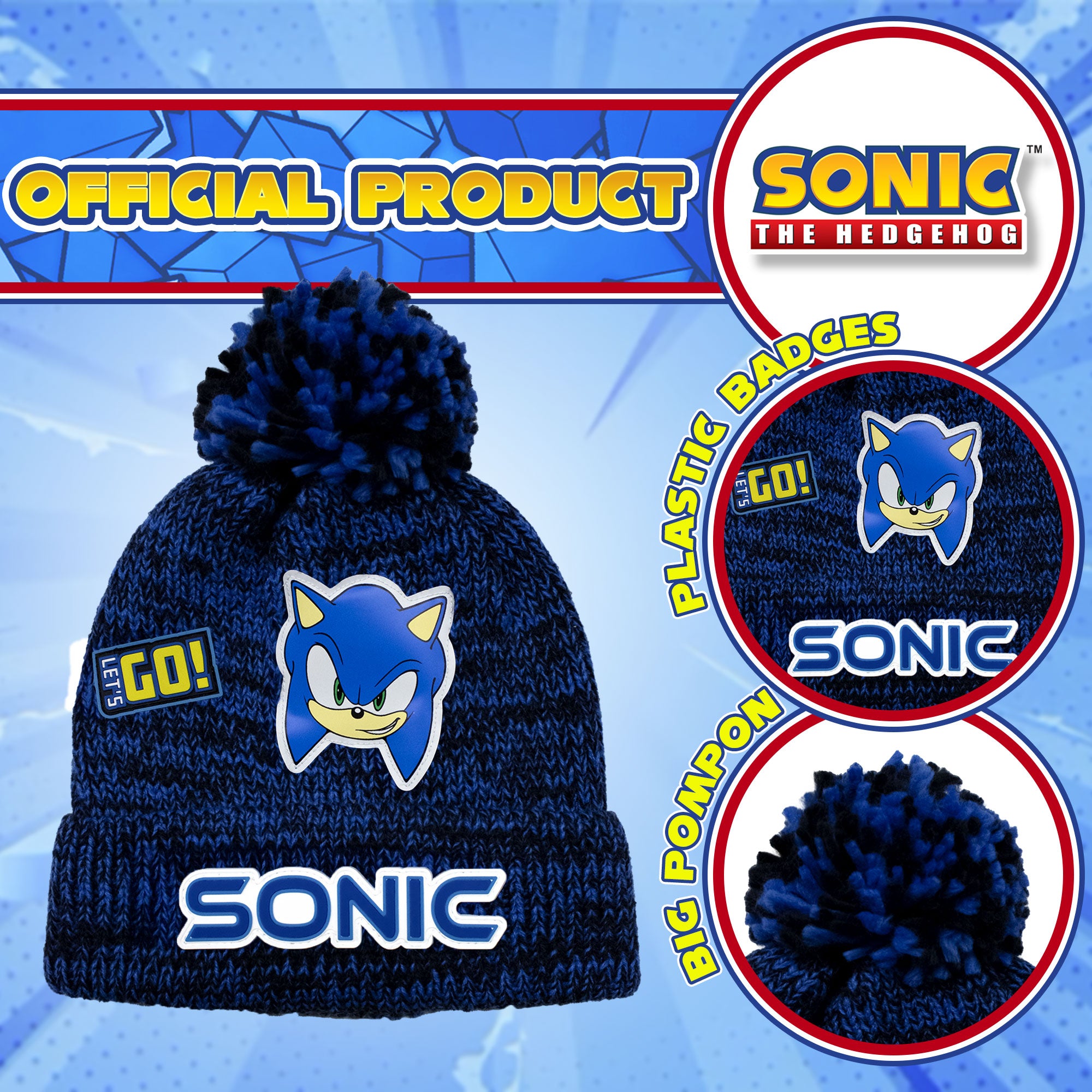 Cappello con Pon Pon Sonic The Hedgehog per bambino invernale cappellino 7008