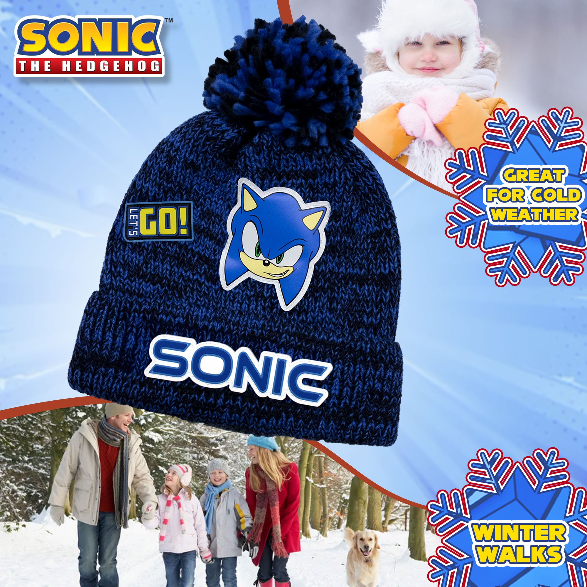 Cappello con Pon Pon Sonic The Hedgehog per bambino invernale cappellino 7008