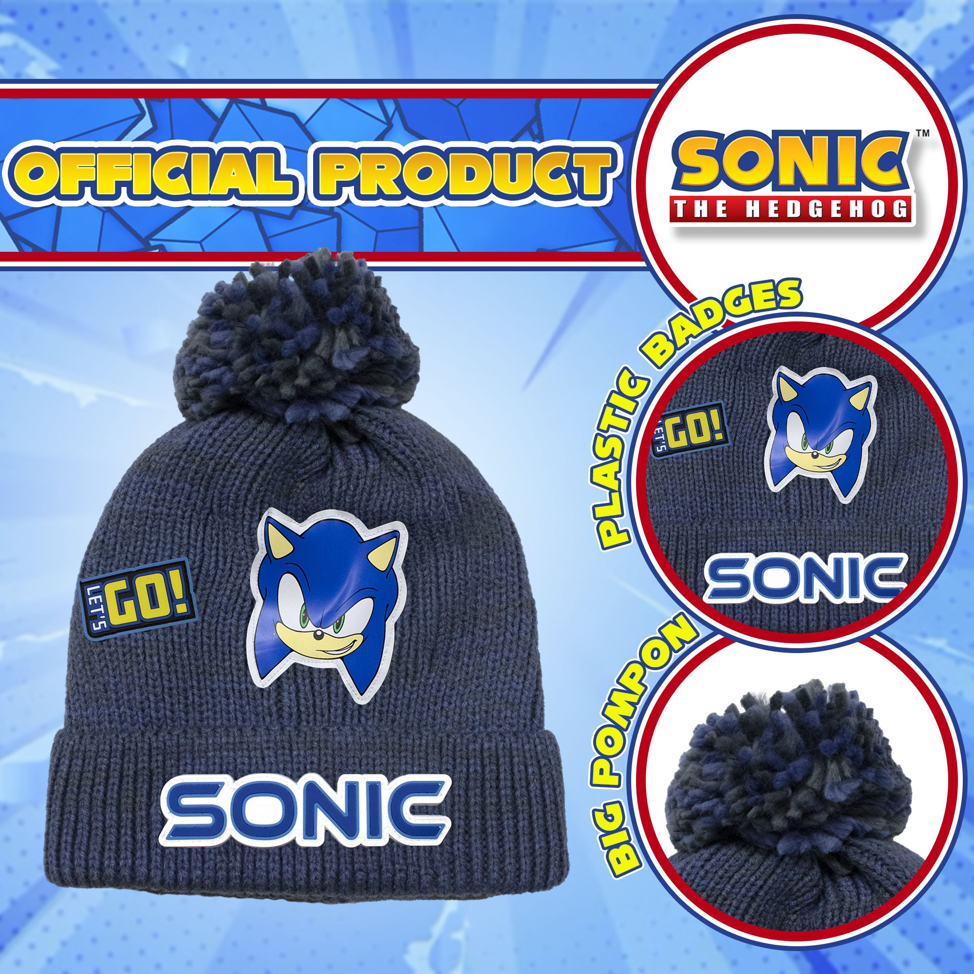 Cappello con Pon Pon Sonic The Hedgehog per bambino invernale cappellino 7008