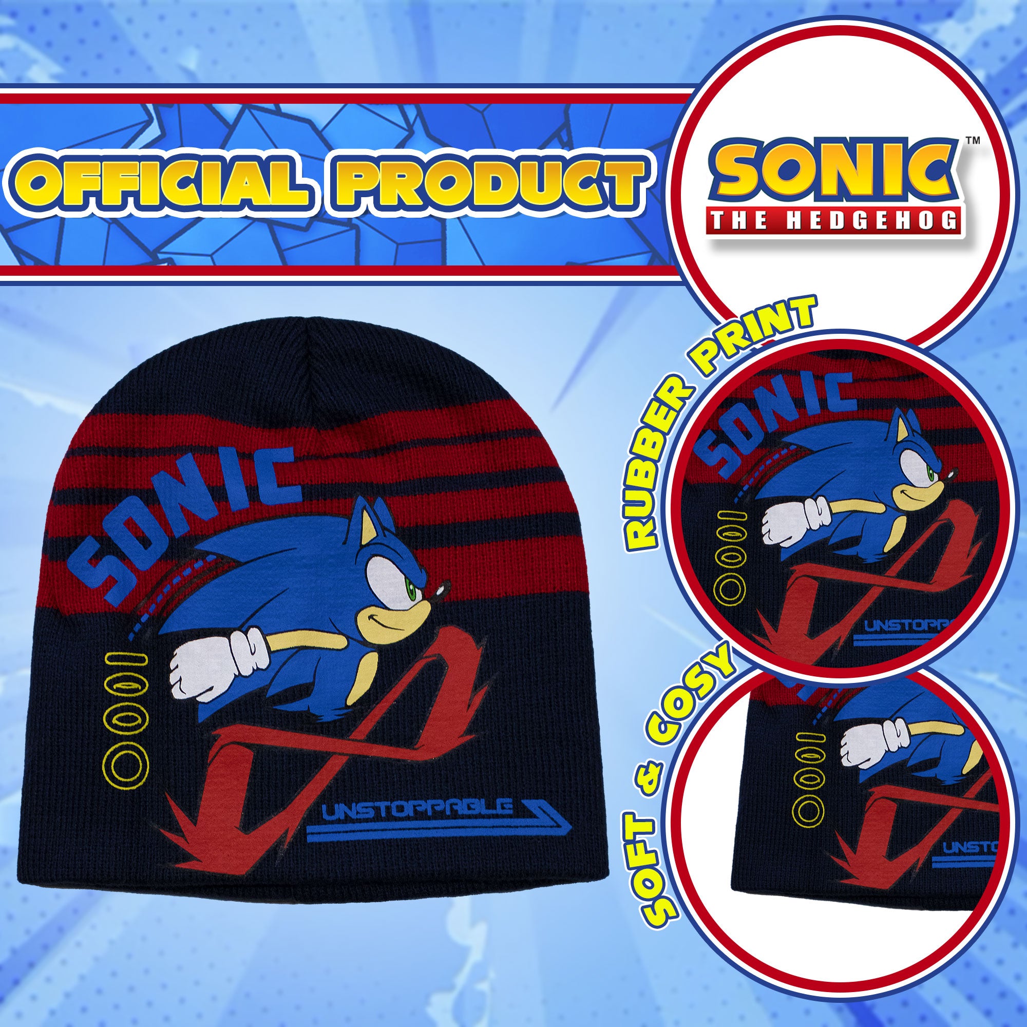 Cappello Sonic The Hedgehog per bambino cappellino invernale Videogame 7009