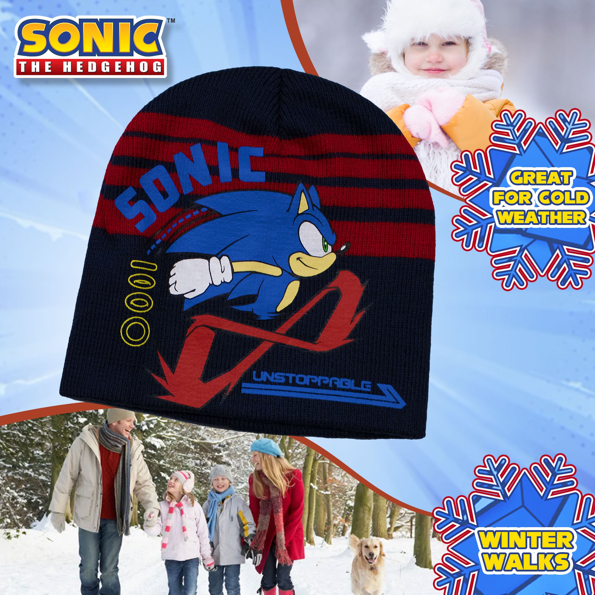 Cappello Sonic The Hedgehog per bambino cappellino invernale Videogame 7009