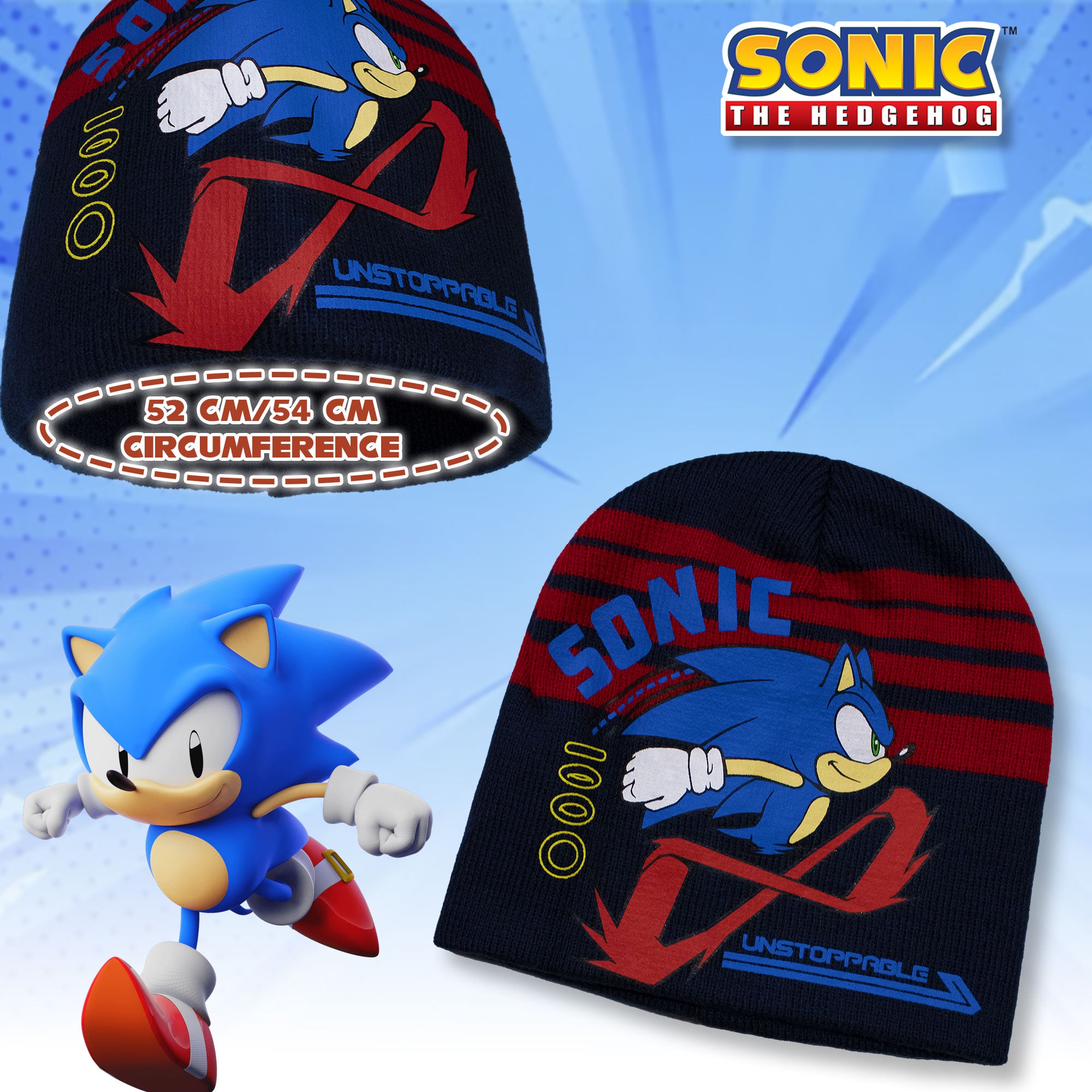 Cappello Sonic The Hedgehog per bambino cappellino invernale Videogame 7009