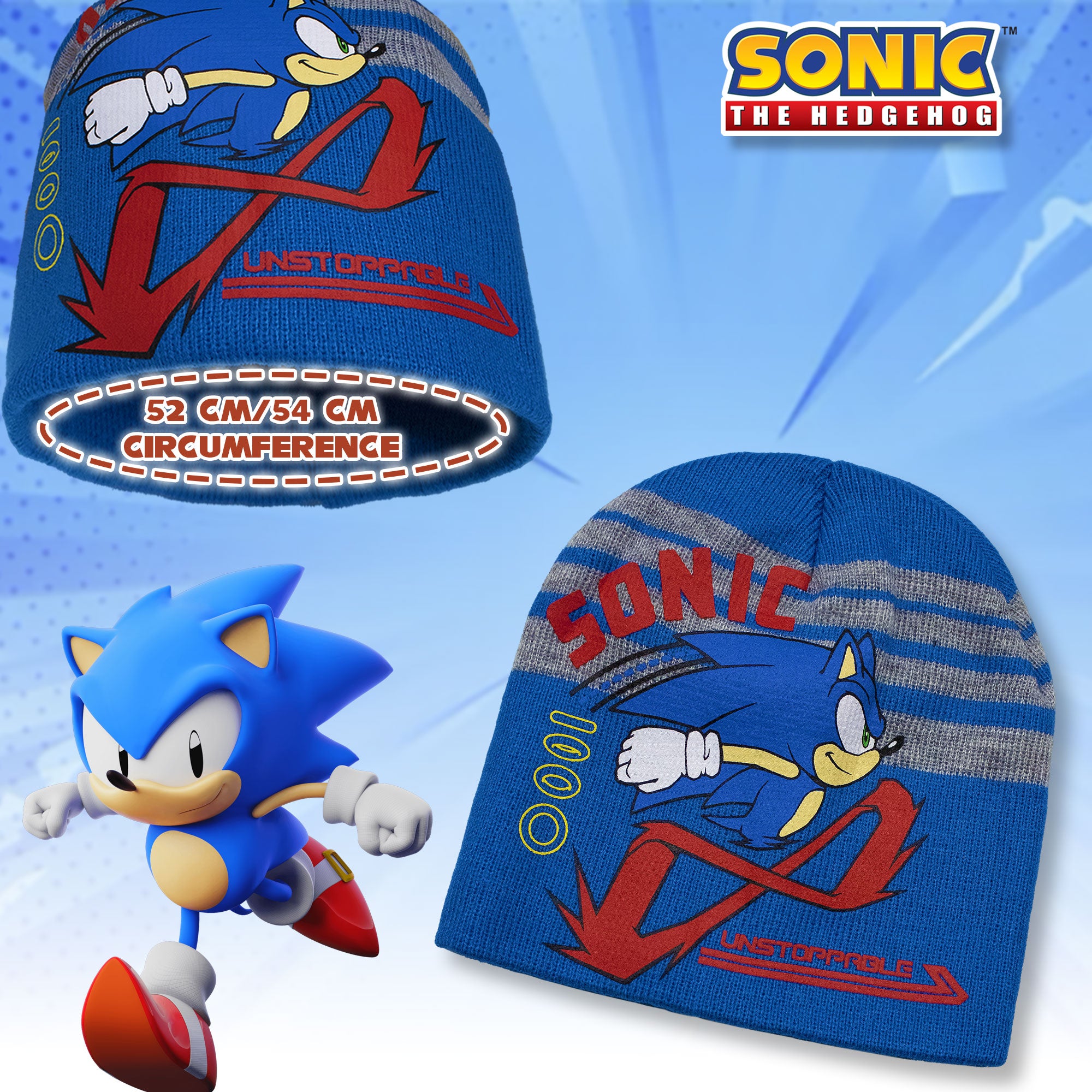 Cappello Sonic The Hedgehog per bambino cappellino invernale Videogame 7009